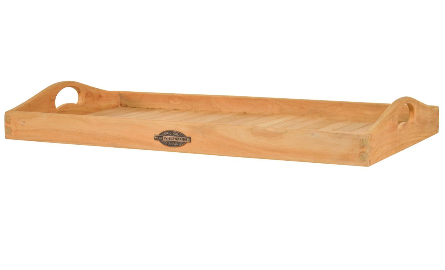Kai Wiechmann Tablett Edles Teak Serviertablett 66 x 35 cm als wetterfestes Holztablett, Teak, edles und unbehandeltes Frühstückstablett aus Teak