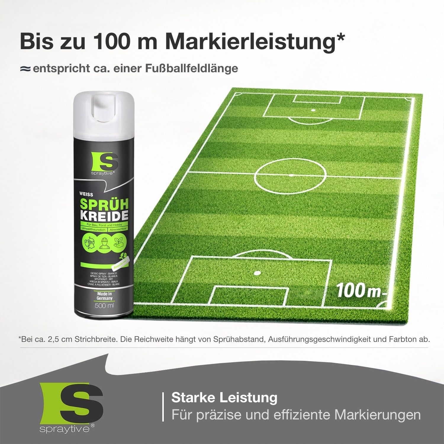 Spraytive Sprühfarbe 2x 500ml Sprühkreide weiß – abwaschbare leuchtende Kreidefarbe Outdoor, Made in Germany – Bild 4 von 5