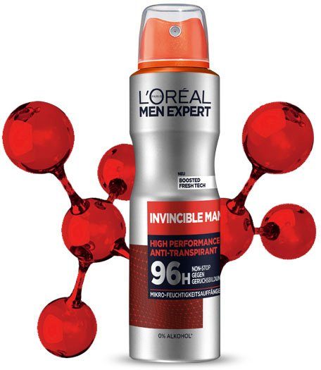 Deo Man Invincible Spray MEN Deo-Spray PARIS EXPERT L'ORÉAL 6-tlg. Packung, 96h,