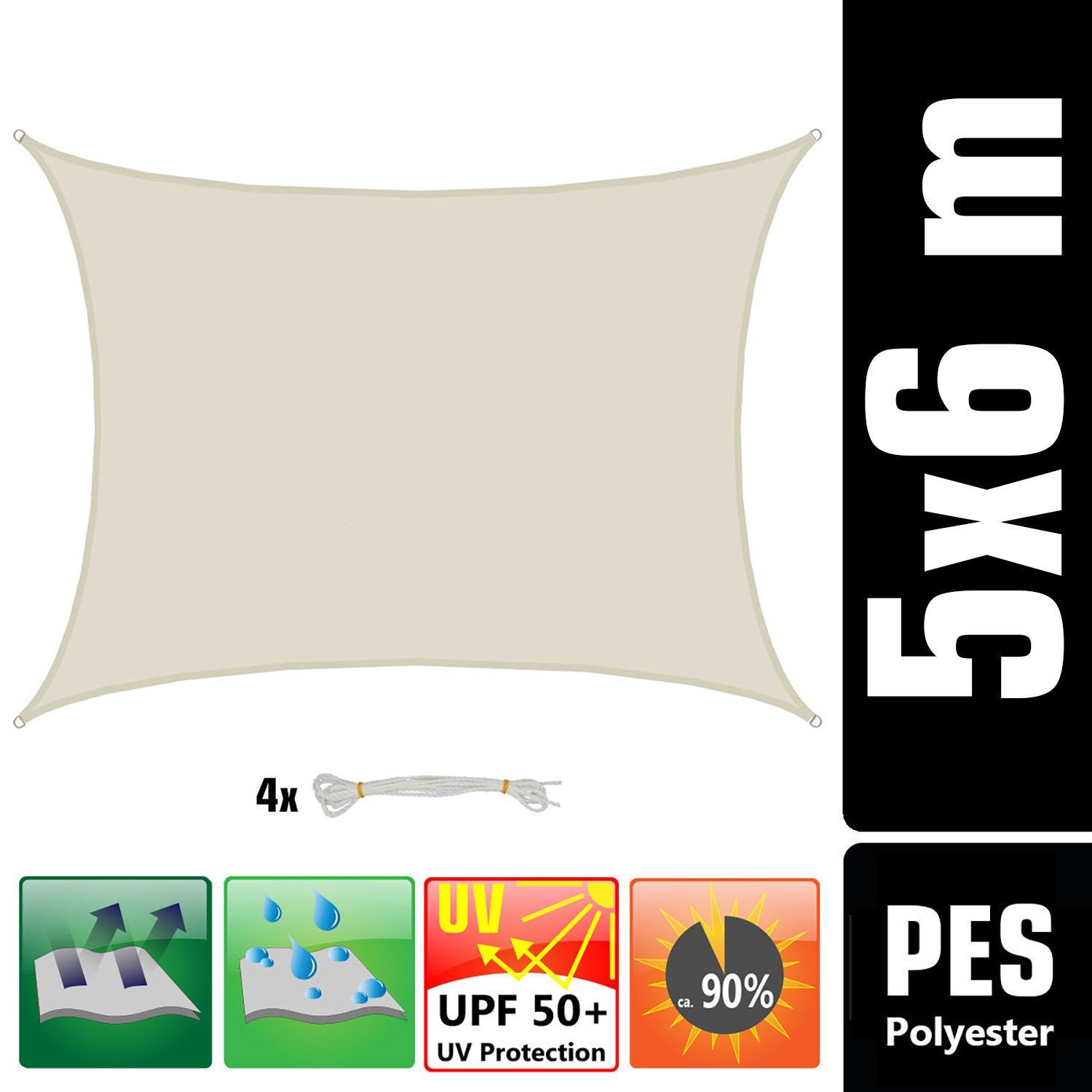 AMANKA Sonnensegel Sonnensegel Karakum Beige 5x6m günstig online kaufen