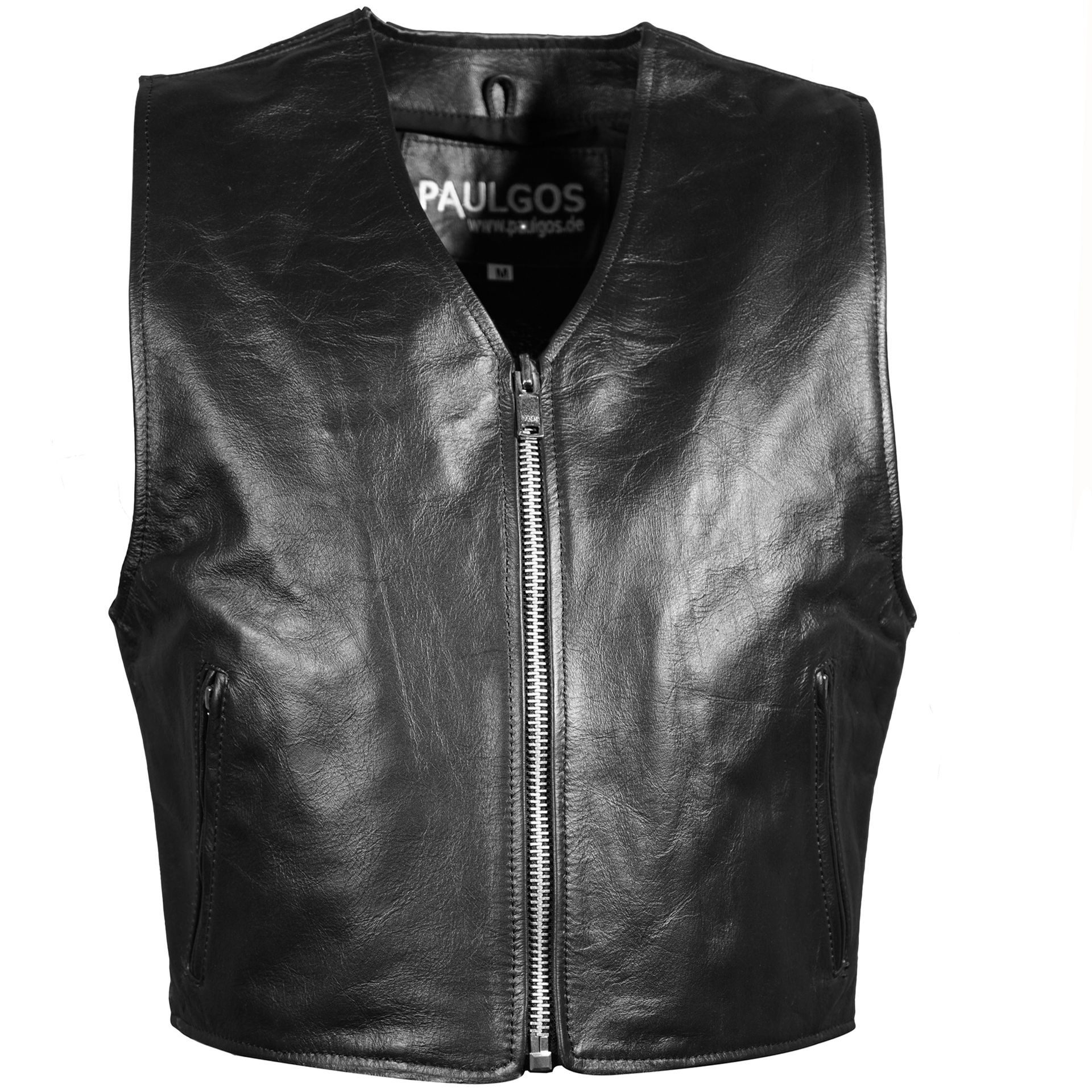 PAULGOS Motorradweste Lederweste Biker Kutte Clubweste Chopper Weste 100% Echtleder - BW12