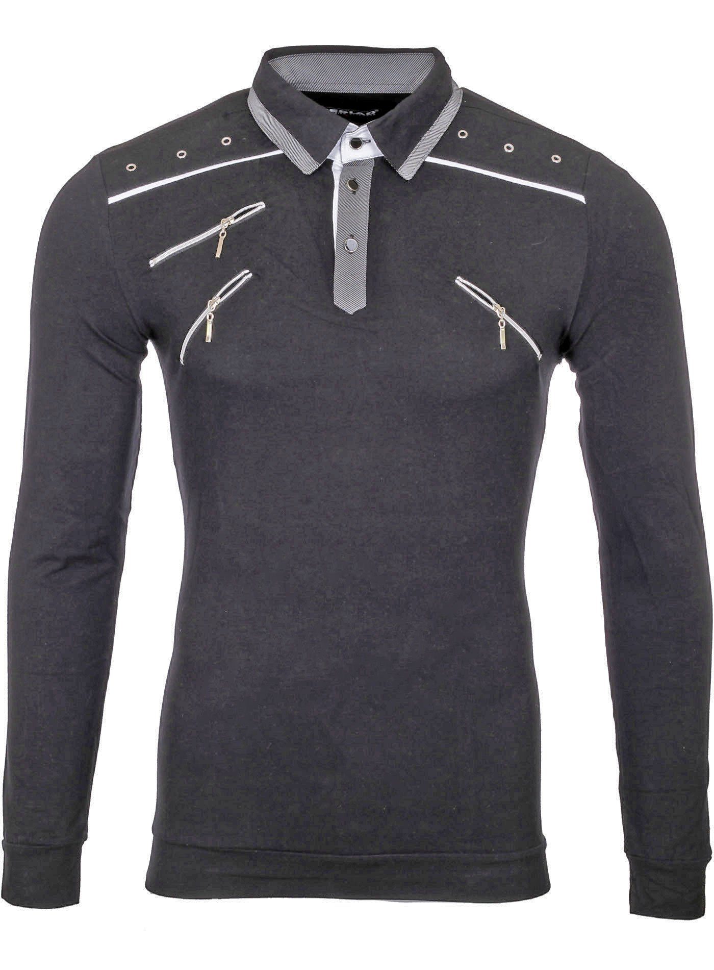 Reslad Langarmshirt Reslad Langarmshirt Herren Zipper Style Longsleeve Langarm Poloshirt Zipper