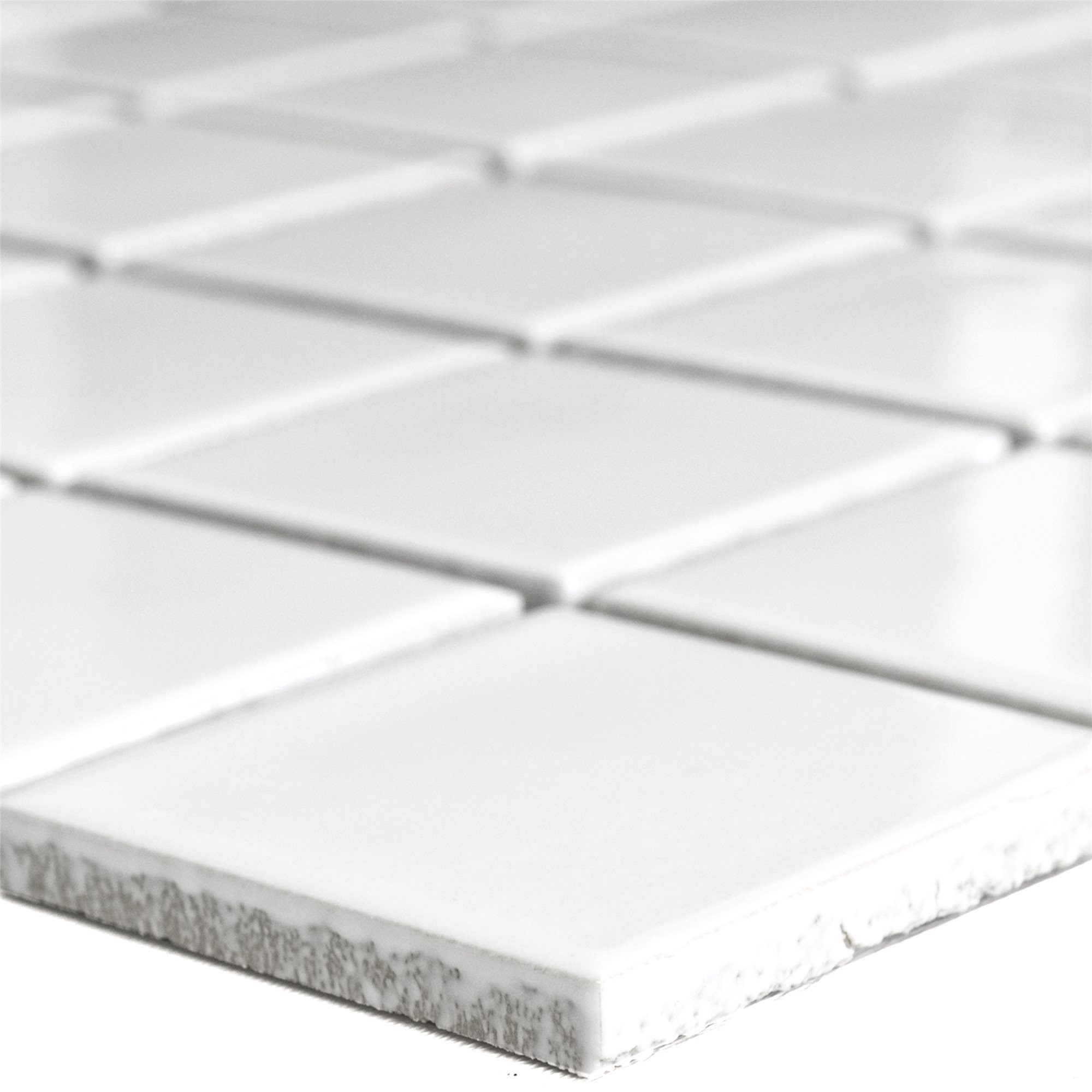 Mosafil Mosaikfliesen Keramik Mosaikfliesen Adrian Glänzend Q48, Keramik 29.800x29.800, weiß, Verlegefertig auf ein Netz geklebt - Frostsicher - Wasserfest