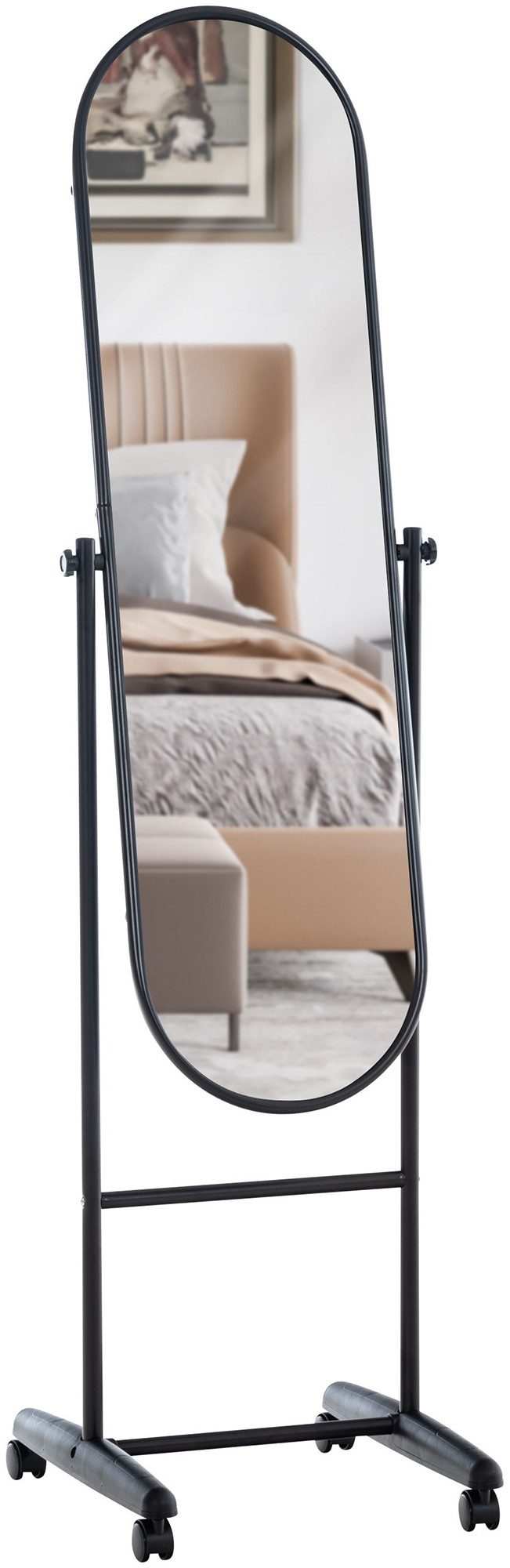 furnicato Standspiegel Nane Oval 155x40x42 cm schwarz (1-St)