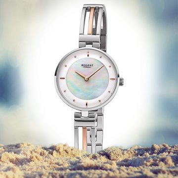 Regent Quarzuhr Regent Damen Uhr F-1147 Metall Armband-Uhr, (Analoguhr), Damen Armbanduhr rund, klein (ca. 28mm), Metallarmband