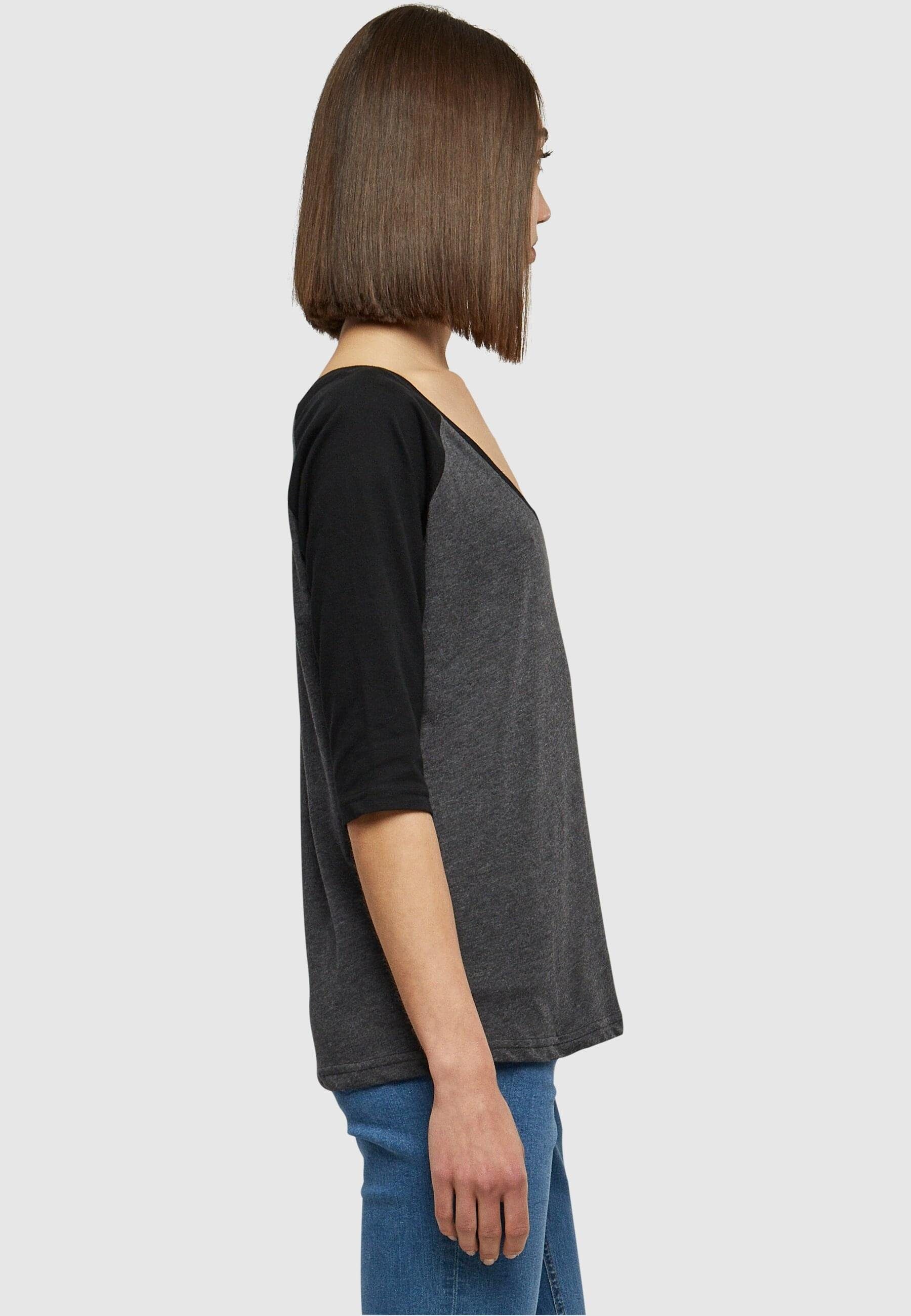 URBAN CLASSICS (1-tlg) Raglan Tee Damen Ladies Contrast Kurzarmshirt 3/4 charcoal/black