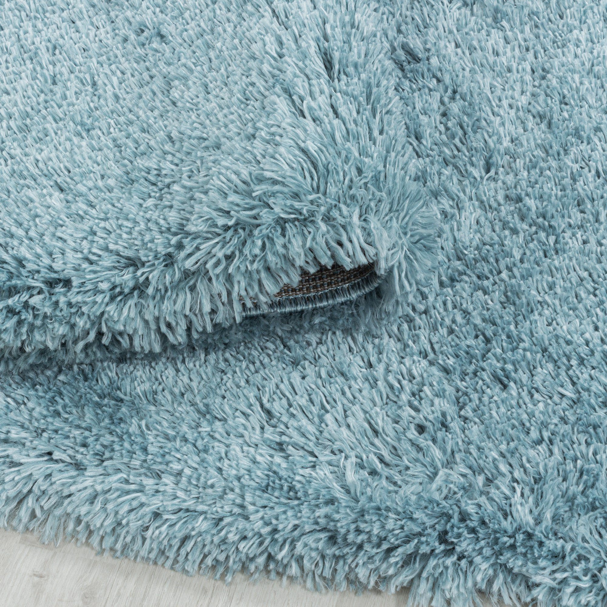 Hochflor-Teppich Teppich Hochflorteppich Shaggy kuschelig mm Unifarben 50 Höhe: Miovani, Wohnzimmer, Rund, Blau