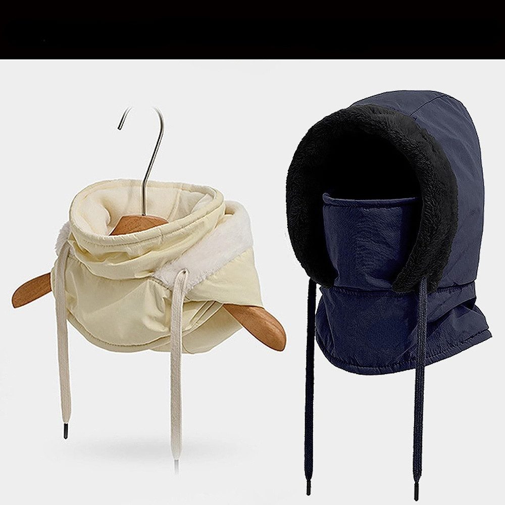 Blusmart Sturmhaube Winter Plüsch Warme Mütze mit Schal (Sturmhaube Mütze und Schal Set, Wasserdicht Winddicht Gesichtskapuze) Für Outdoor-Sportarten, integrierte Kapuze