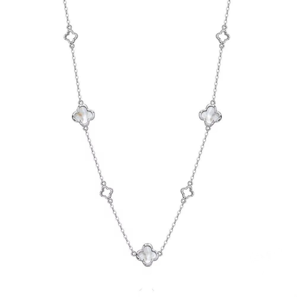 Silberkette Damen Kleeblatt Halskette 925 Sterling Silber Glücksbringer 45cm