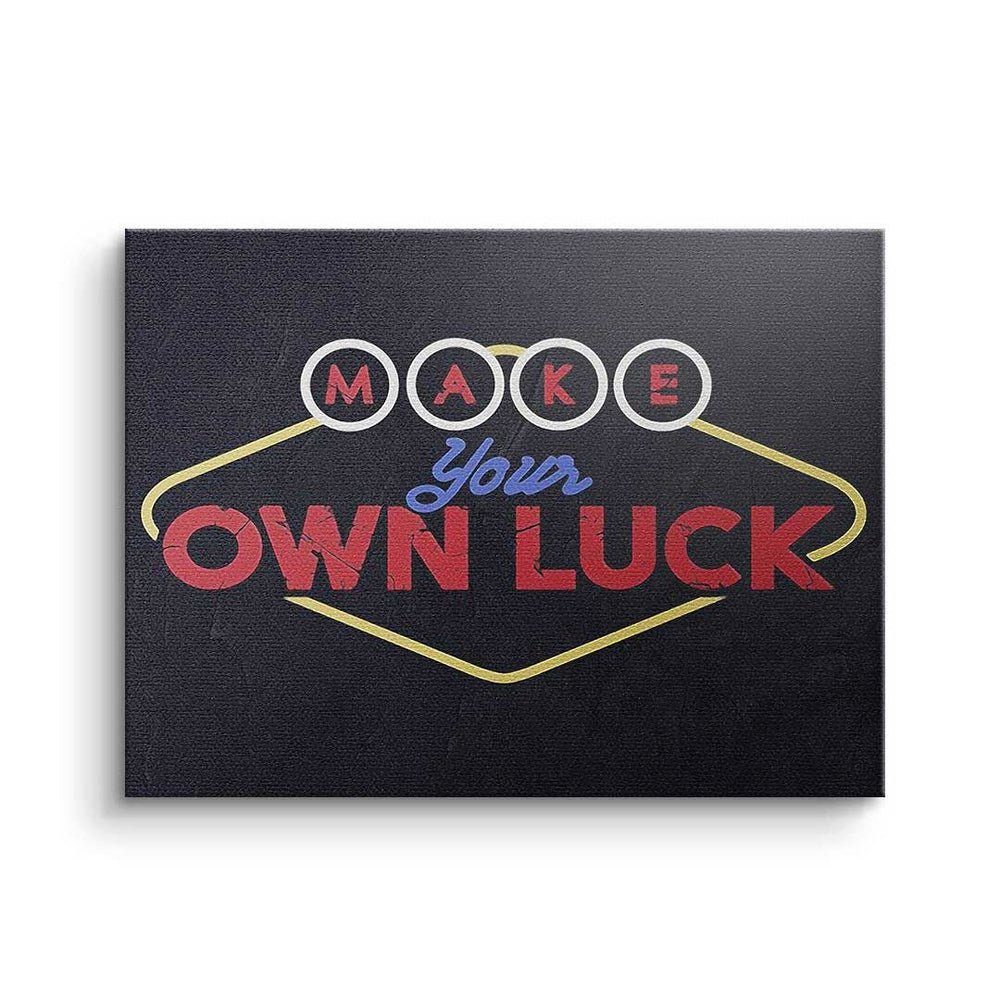 own DOTCOMCANVAS® Leinwandbild Premium Rahmen your - - - Make goldener Luck Mindset Leinwandbild, Motivation