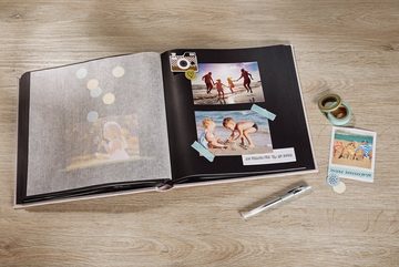 Walther Design Fotoalbum Grindy Fotoalben zum Einkleben, buchgebundenes Album, laminierter Kunstdruckeinband