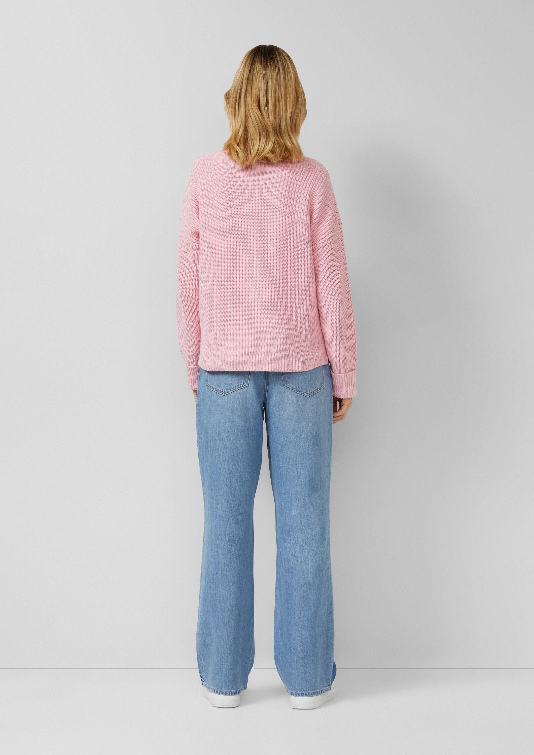 s.Oliver Longpullover Strickpullover Grobstrickpullover mit V-Ausschnitt im Relaxed Fit