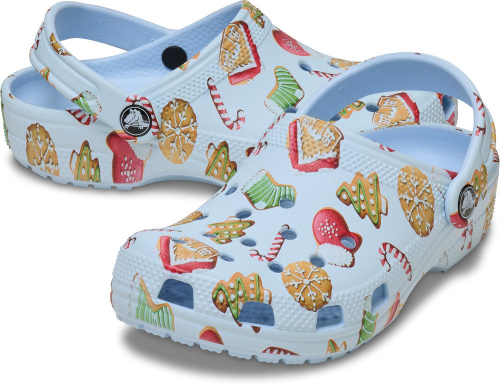 Crocs Classic Clog K Clog Weihnachtsschuh, Hausschuh mit buntem Festive Print