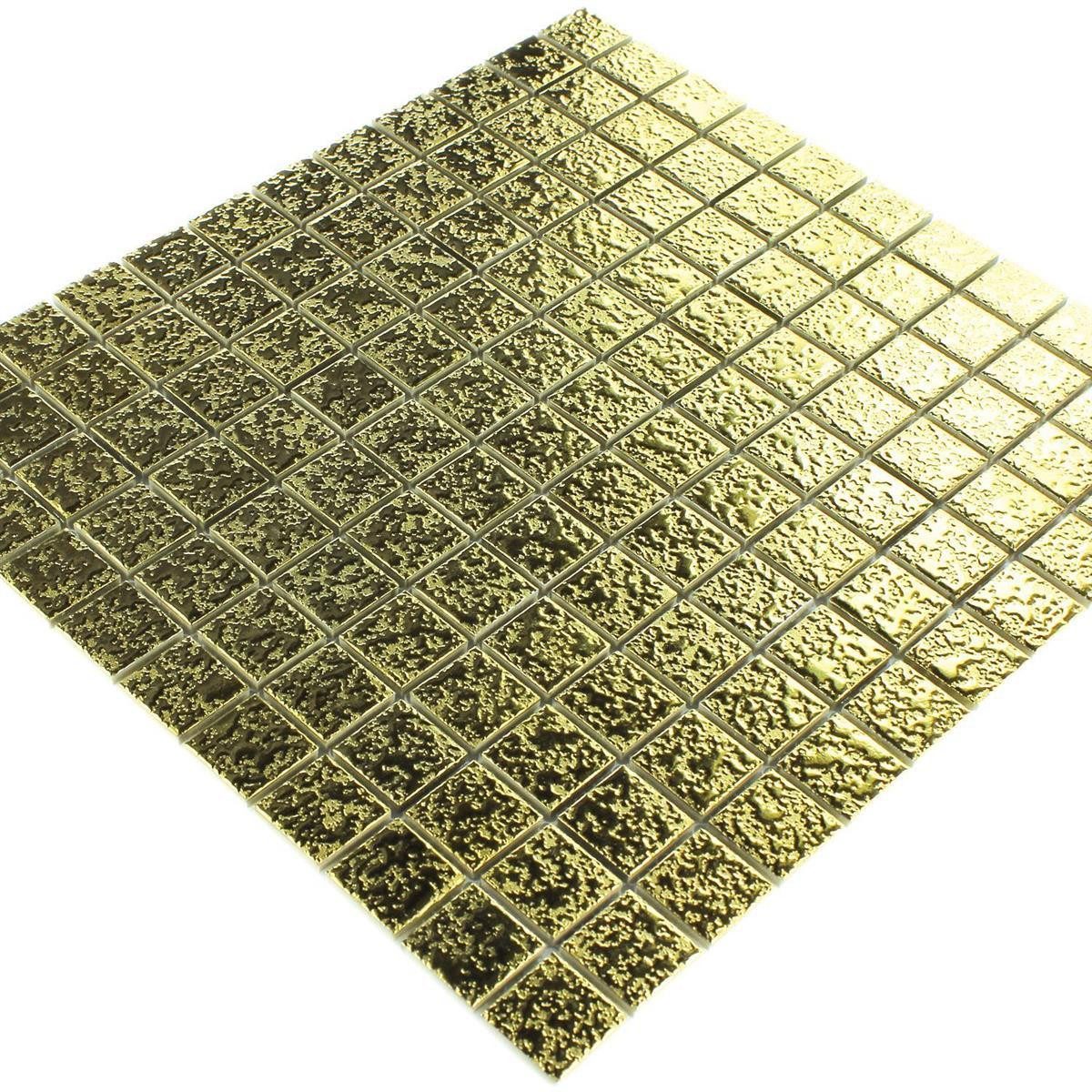 Mosafil Mosaikfliesen Mosaikfliesen Keramik Sherbrooke Gehämmert, Keramik 32.500x30.500, gold, Verlegefertig auf ein Netz geklebt - Wasserfest