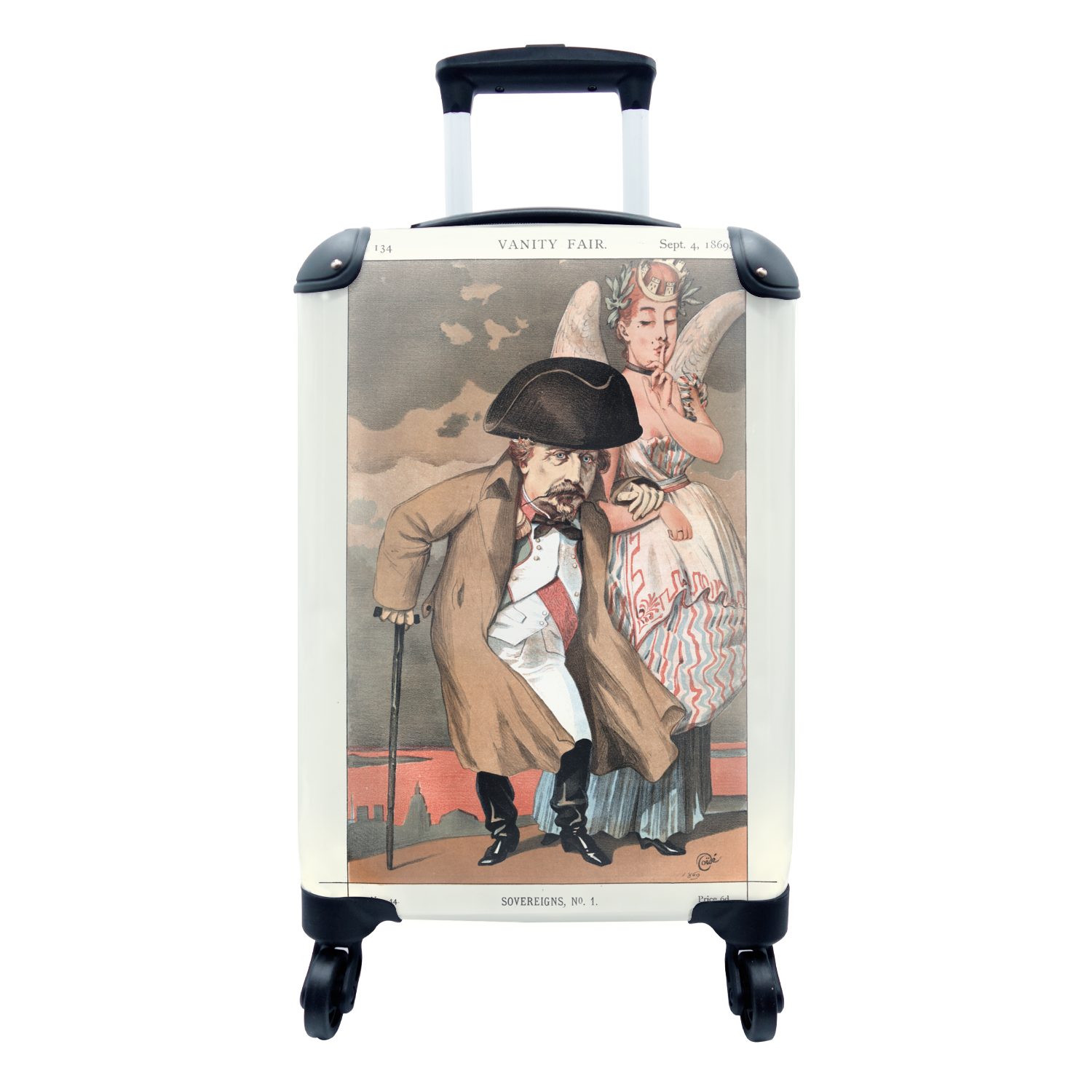 MuchoWow Handgepäckkoffer Napoleon - Frankreich - Illustration, 4 Rollen, Reisetasche mit rollen, Handgepäck für Ferien, Trolley, Reisekoffer