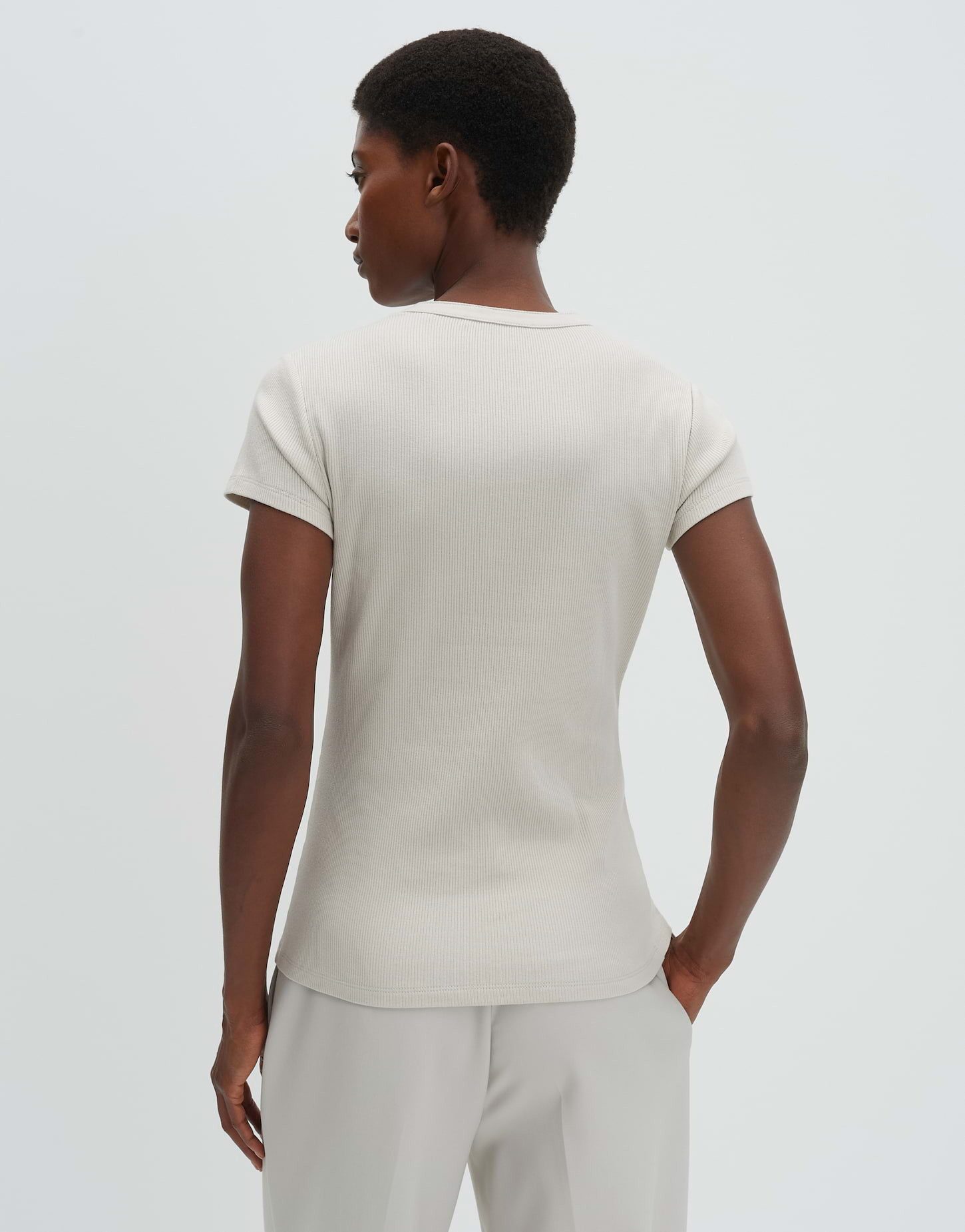 someday Kurzarmshirt Kleoh detail mit V-Ausschnitt Stehkragen, schmale Silhouette für cleanen Look