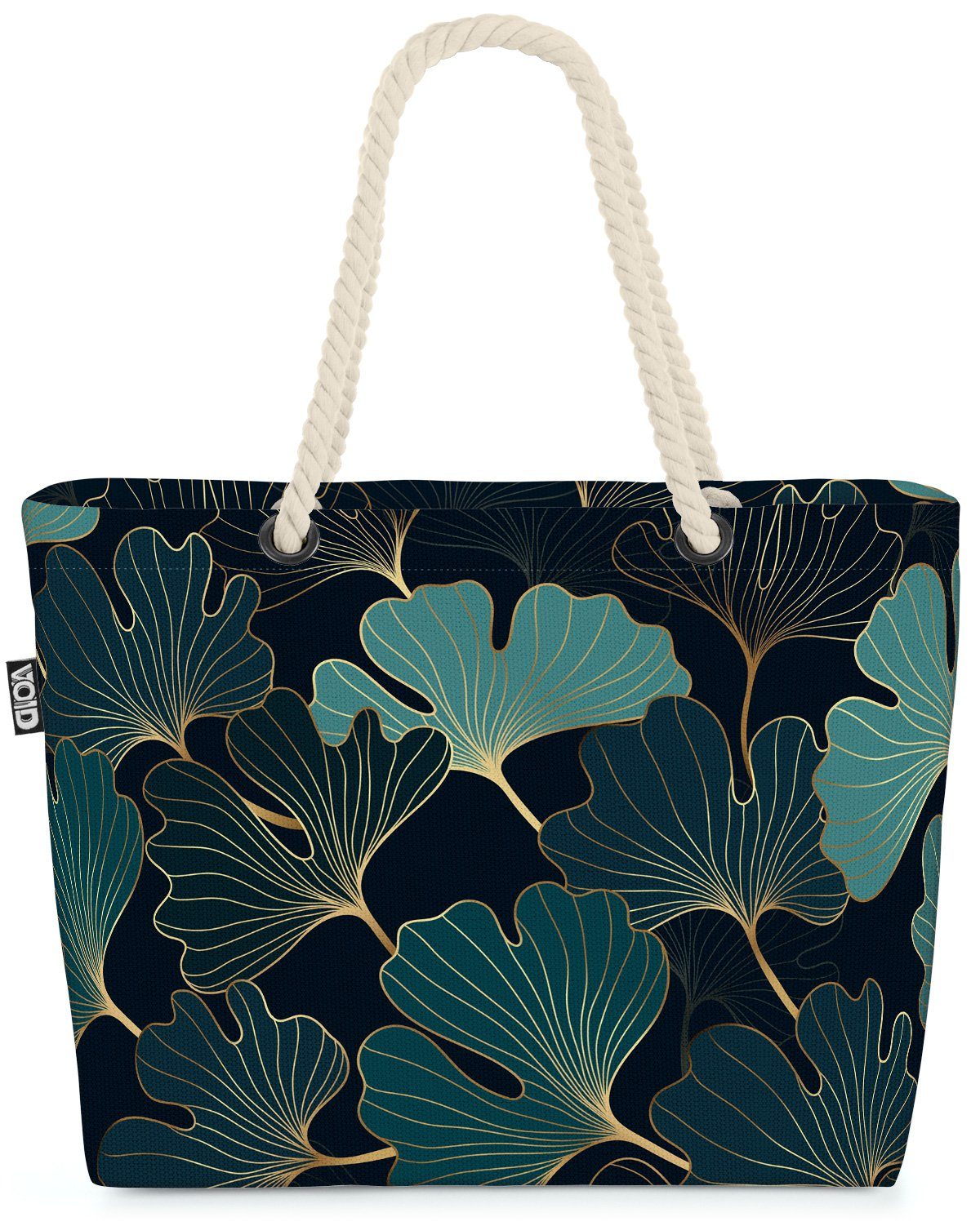 VOID Strandtasche (1-tlg), Ginkoblätter Pflanzen Muster frühling mustern kunst herbst flora baum | Strandtaschen