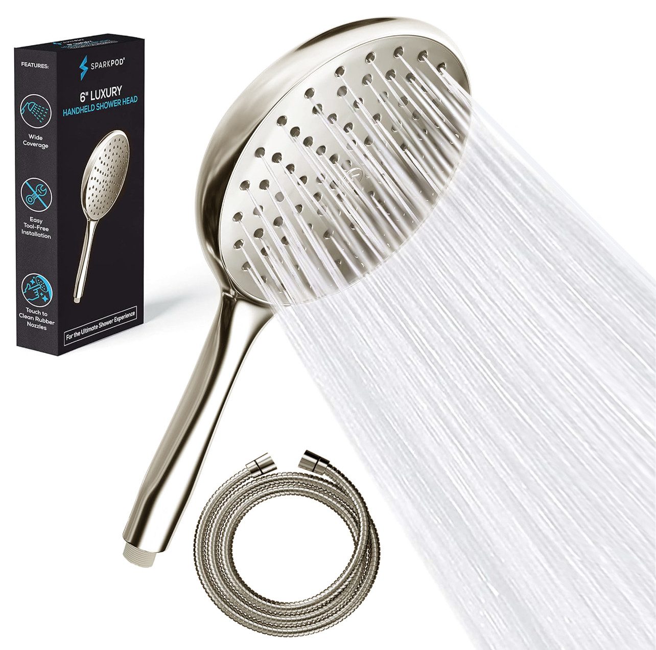 Handbrause XXL Hochdruck Regendusche Duschkopf und Schlauch