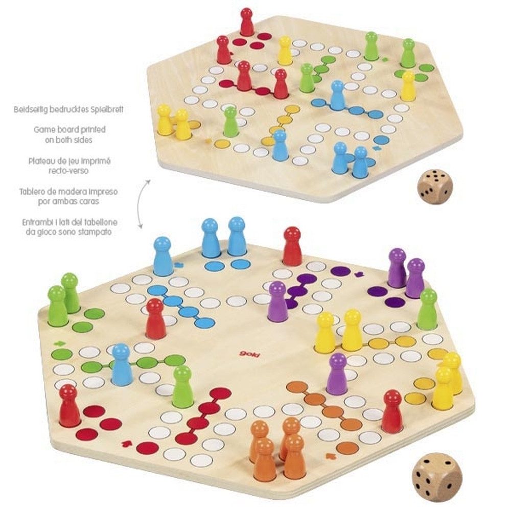 goki Spiel GOKI Ludo für bis zu 6 Spieler, beidseitig bedruckt
