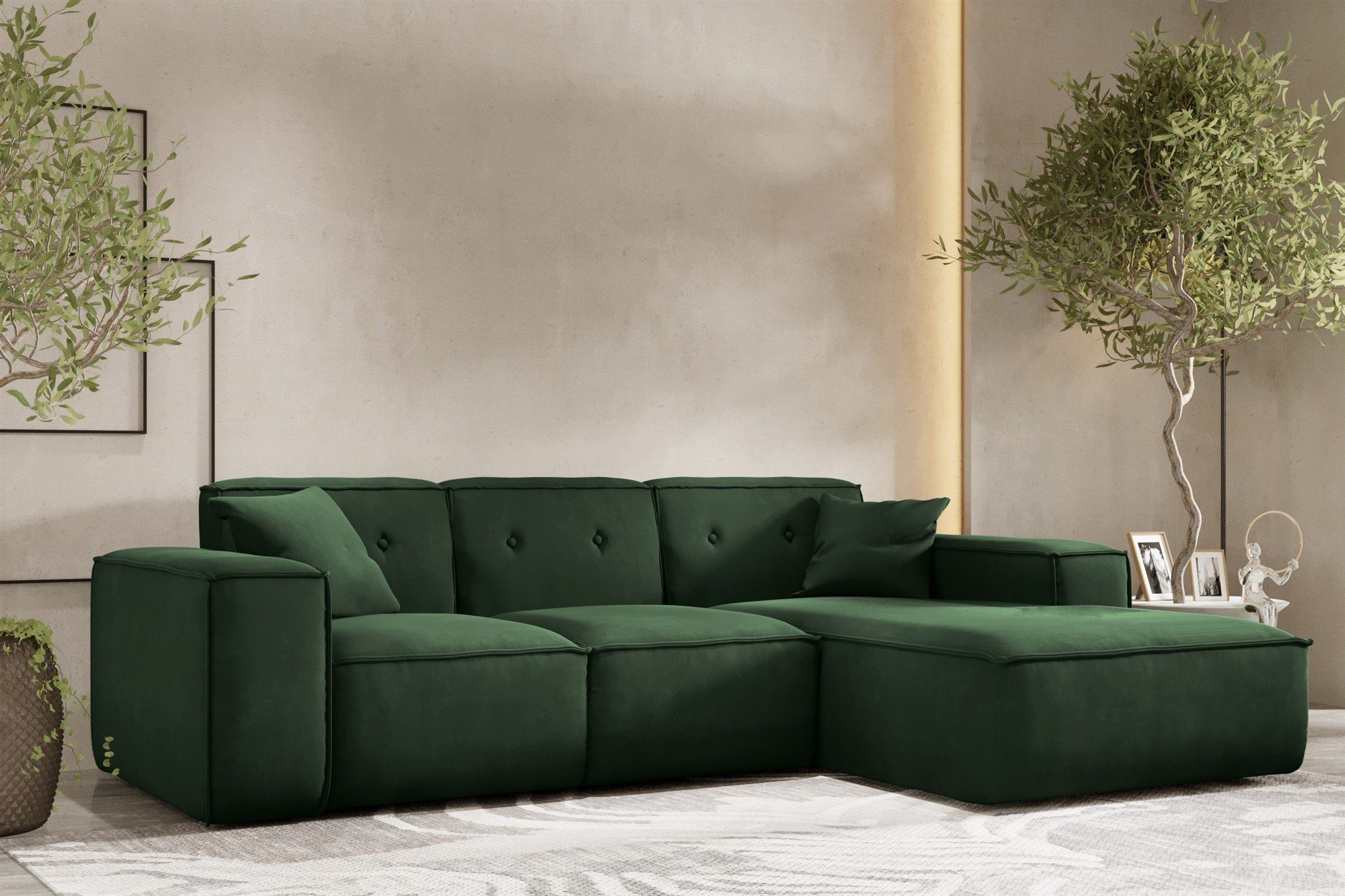 Fun Möbel Ecksofa Designersofa CESINA Ottomane Rechts oder Links in Stoff, günstig online kaufen