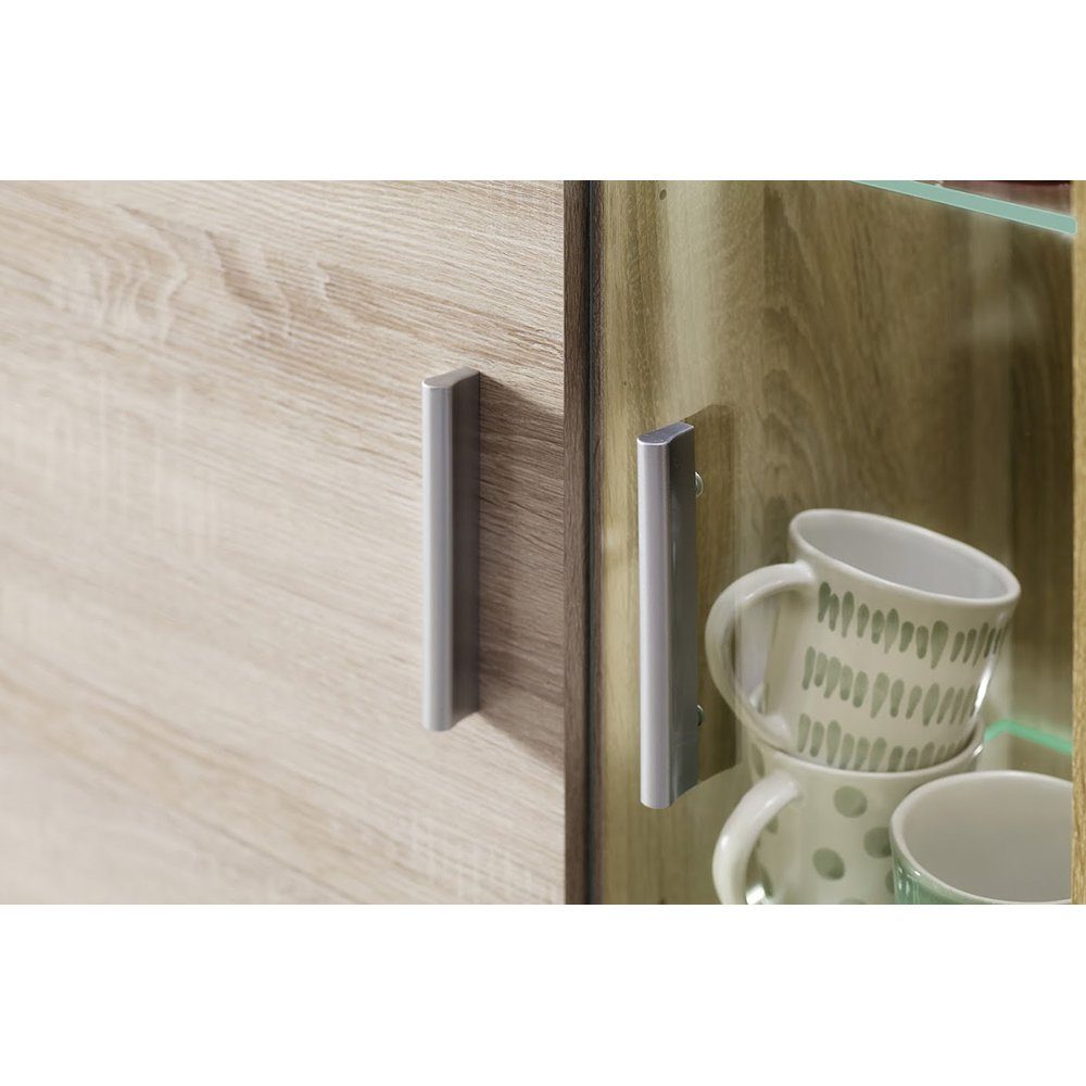 trendteam Wohnwand, Anbauwand inkl. Beleuchtung Eiche Sägerau hell 291x197x41 cm