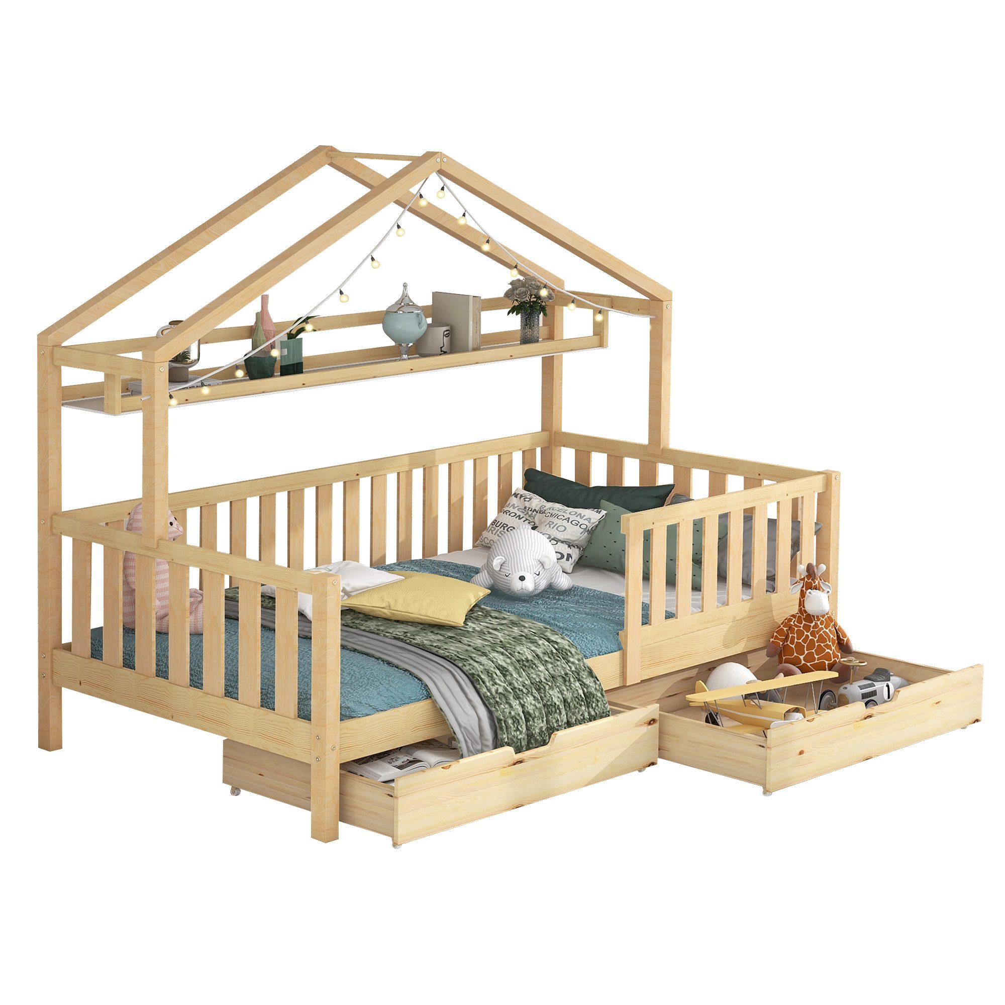 SOFTWEARY Kinderbett Hausbett mit Lattenrost und günstig online kaufen