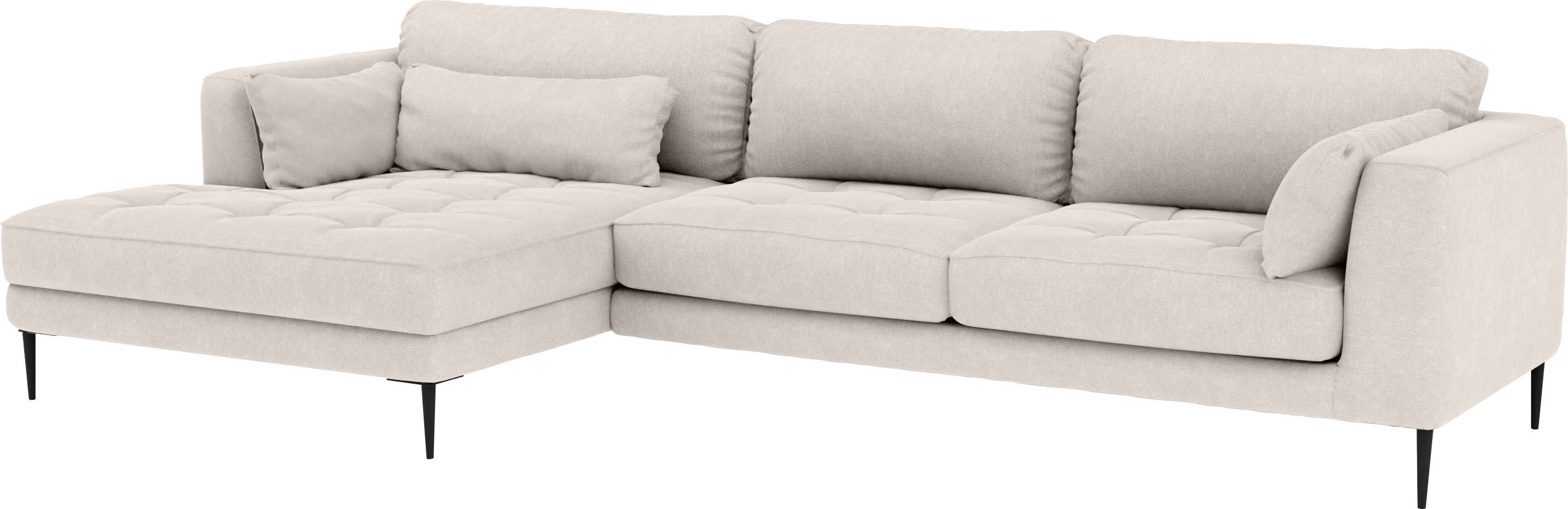 TRENDMANUFAKTUR Ecksofa Luzi, wahlweise mit Schlaffunktion & Bettkasten., L-Form, Designsofa mit tollem Sitzkomfort, Metallfüße schwarz, Breite 280 cm