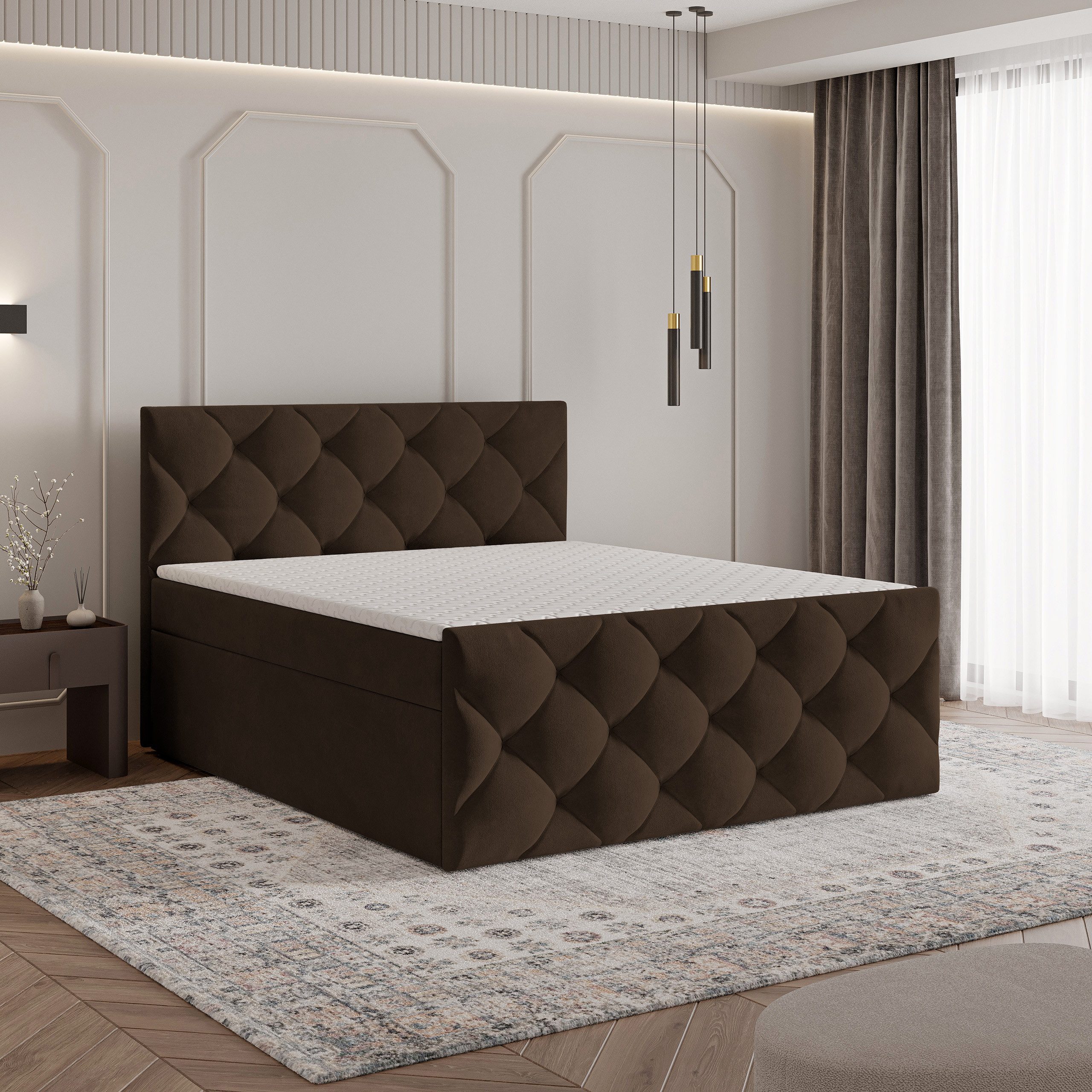 Masseno Boxbett ROVARI 140x200 cm mit Bonell Matratze und Topper
