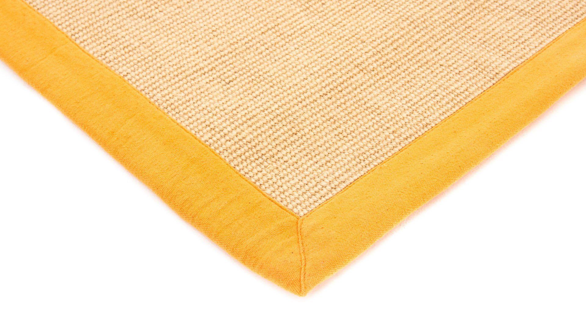 Läufer Sisal, rechteckig, Anti Bordüre, Rückseite carpetfine, 5 farbiger Rutsch mit Höhe: orange mm