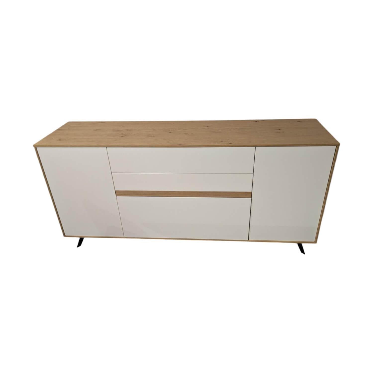 GWINNER Sideboard Sideboard Calea Lack Seidenmatt Weiß Akzente Wildeiche Natur