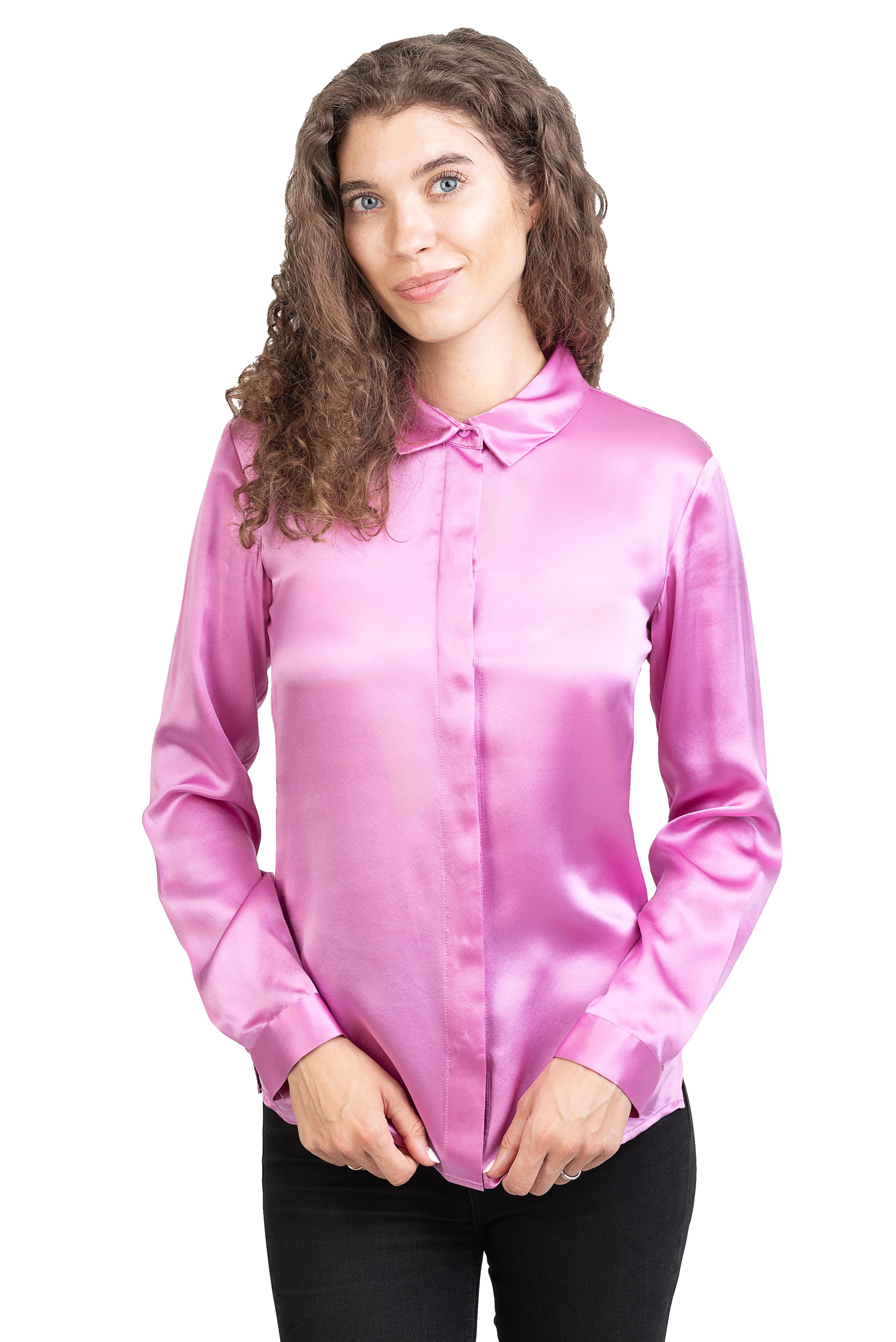 Posh Gear Seidenbluse Camicia da Donna Bluse aus Seide blickdichte Seide günstig online kaufen