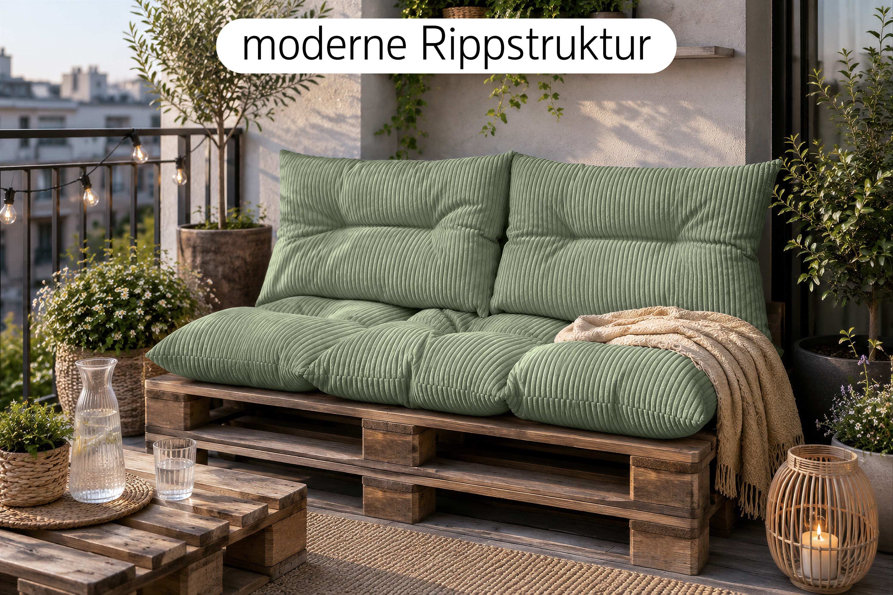 Amilian Palettenkissen Palettenauflagen Set 3-tlg., 120x80 cm + 2x 40x60 cm, für Palettenmöbel, Balkon, Terrasse und Wohnbereich