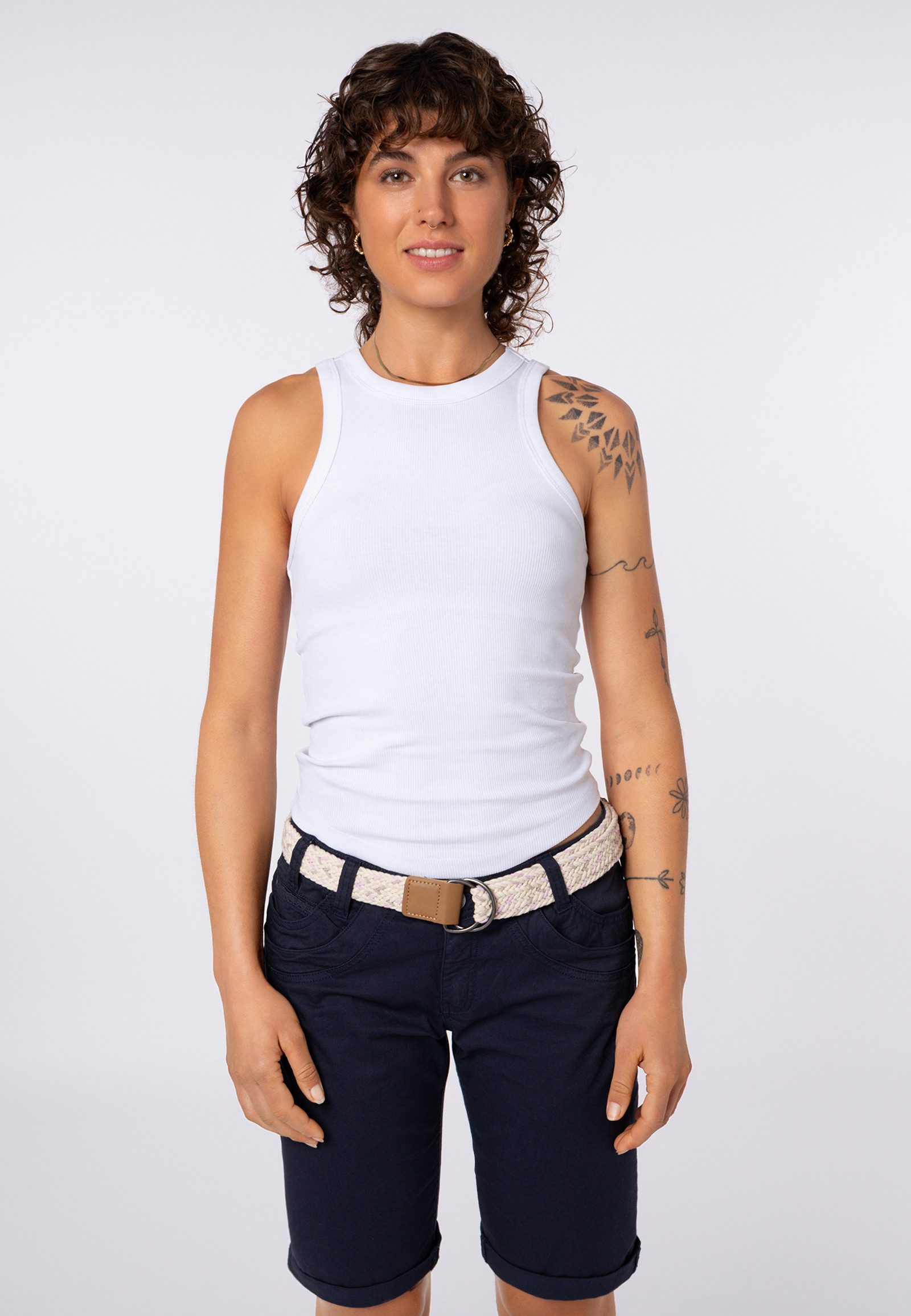 SUBLEVEL Tanktop Damen Tanktop im Doppelpack (2-tlg) Damen Ripptop, breite Träger, längeres Vorderteil
