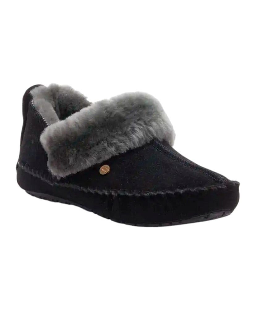 WARMBAT Barrine Suede (Wildleder, Merinowolle) schwarz Damen Hausschuh