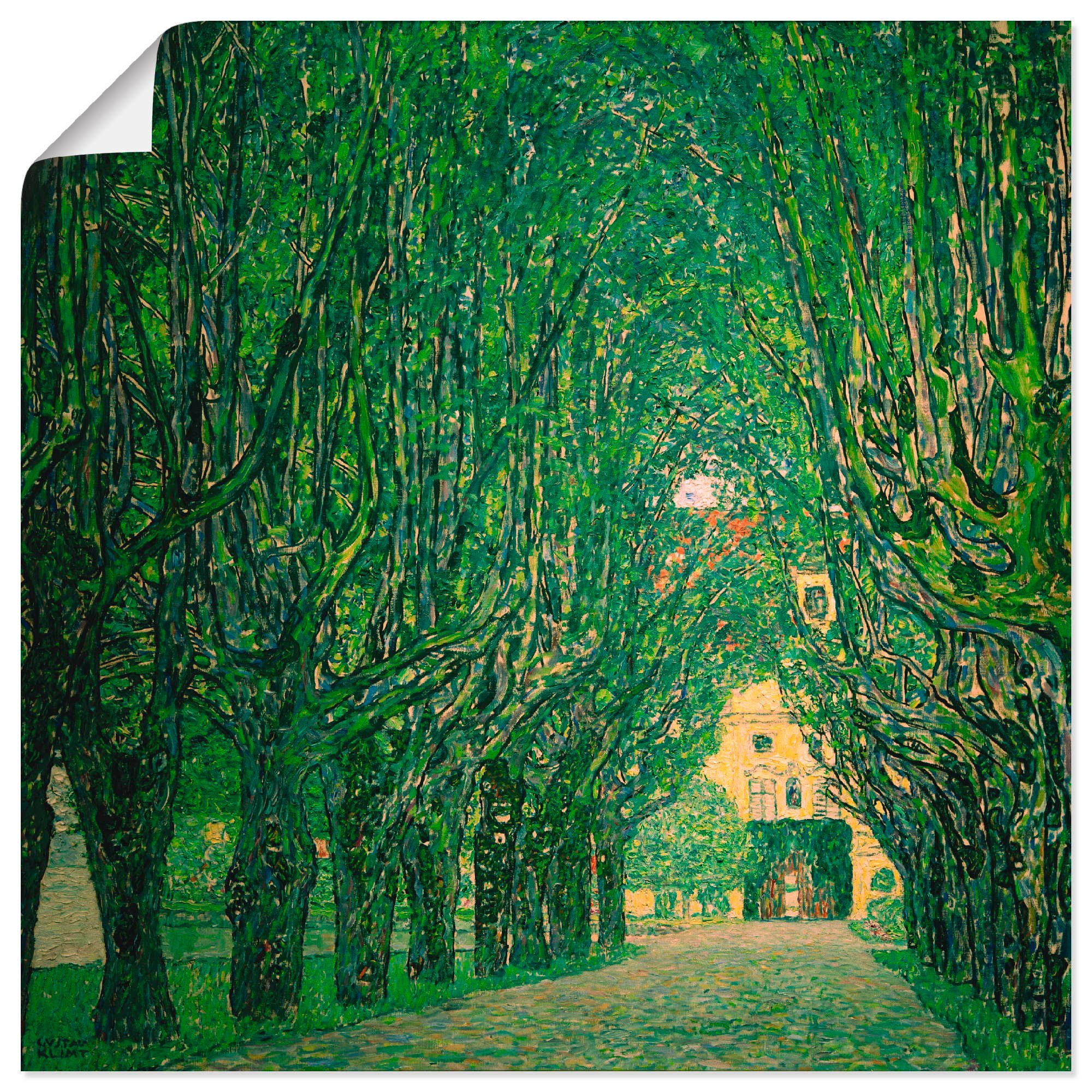 Artland Wandbild Allee im Park Leinwandbild, (1 Poster oder versch. Größen als Wandaufkleber Kammer, von Bäume St), in Wiesen & Schloß