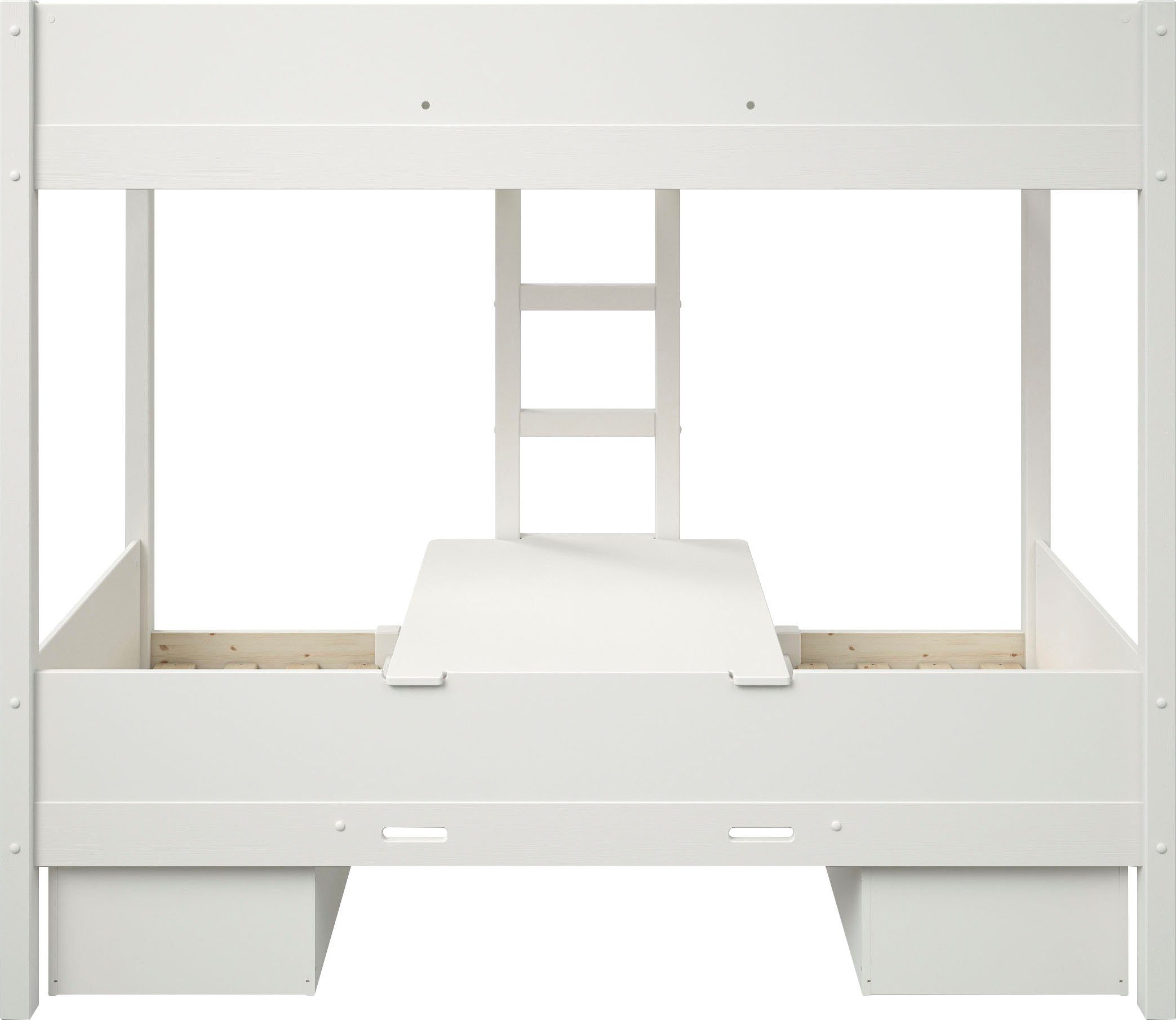 Stockbett Lüttenhütt "TIPO", inklusive Etagenbett Leiter ohne Schlafplätze, Sitzpolster und Rollrost, Matratzen mit und 2 Schubkästen, 2 ohne