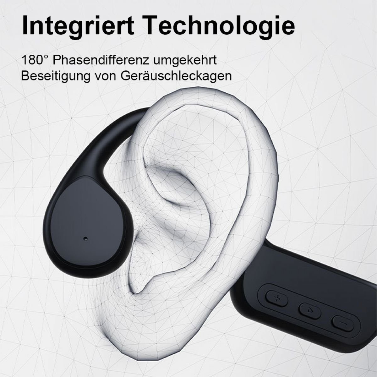 Schwarz Kopfhörer,für laufen Sport Bluetooth,Kabellos Jormftte Knochenschall Kopfhörer Kopfhörer