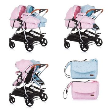 Chipolino Geschwisterwagen Geschwisterkinderwagen Duo Smart, klappbar, umbaubar, verstellbar, Fußsack