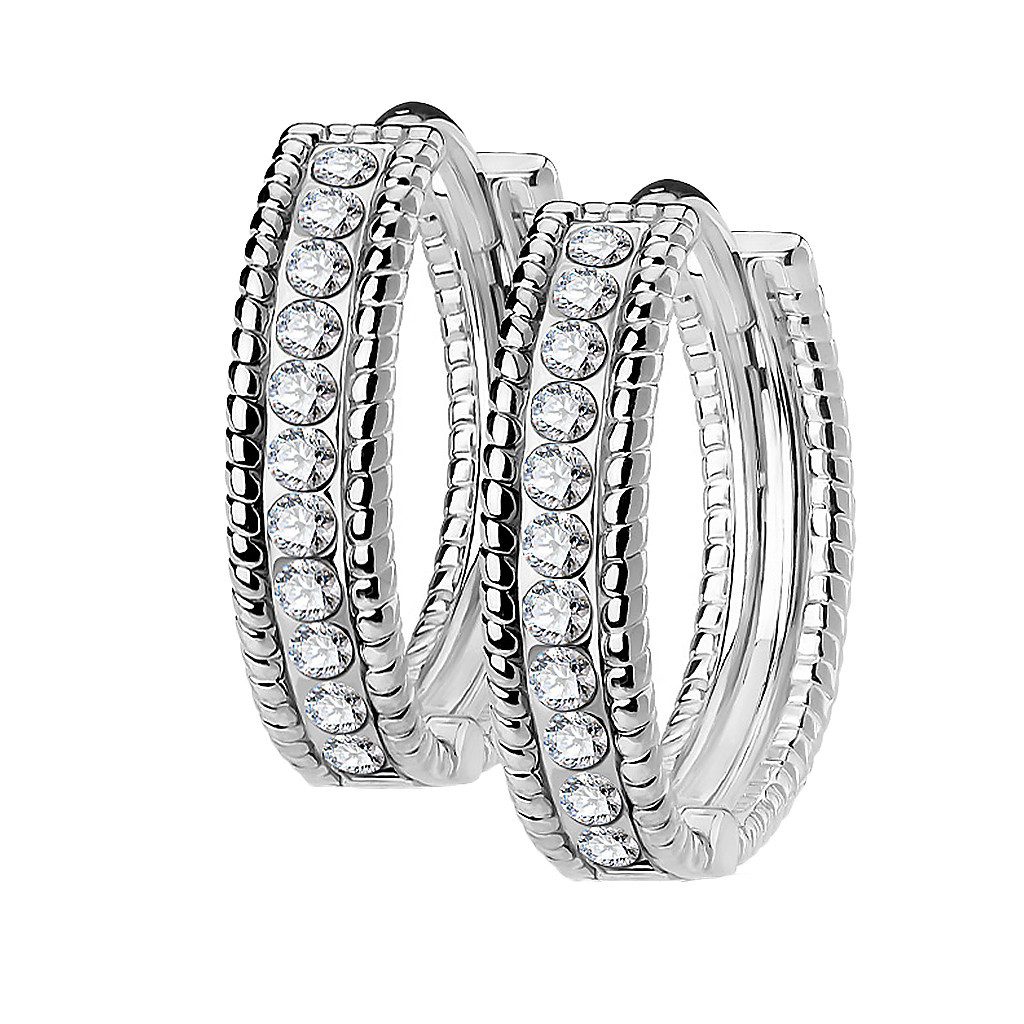 Paar Creolen 1 Paar Klapp Ohrringe Creolen Edelstahl Perlen Rand Kristallen Silber