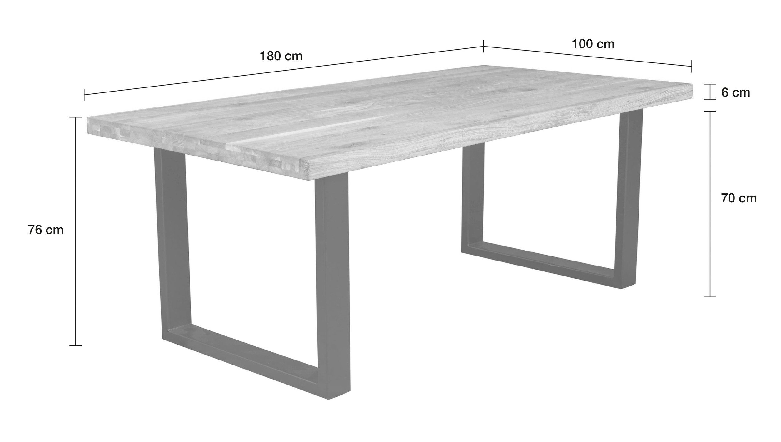 180x100cm Eiche Fuß Home Esstisch Design Industrial U- Massivholz Massive geölt LC