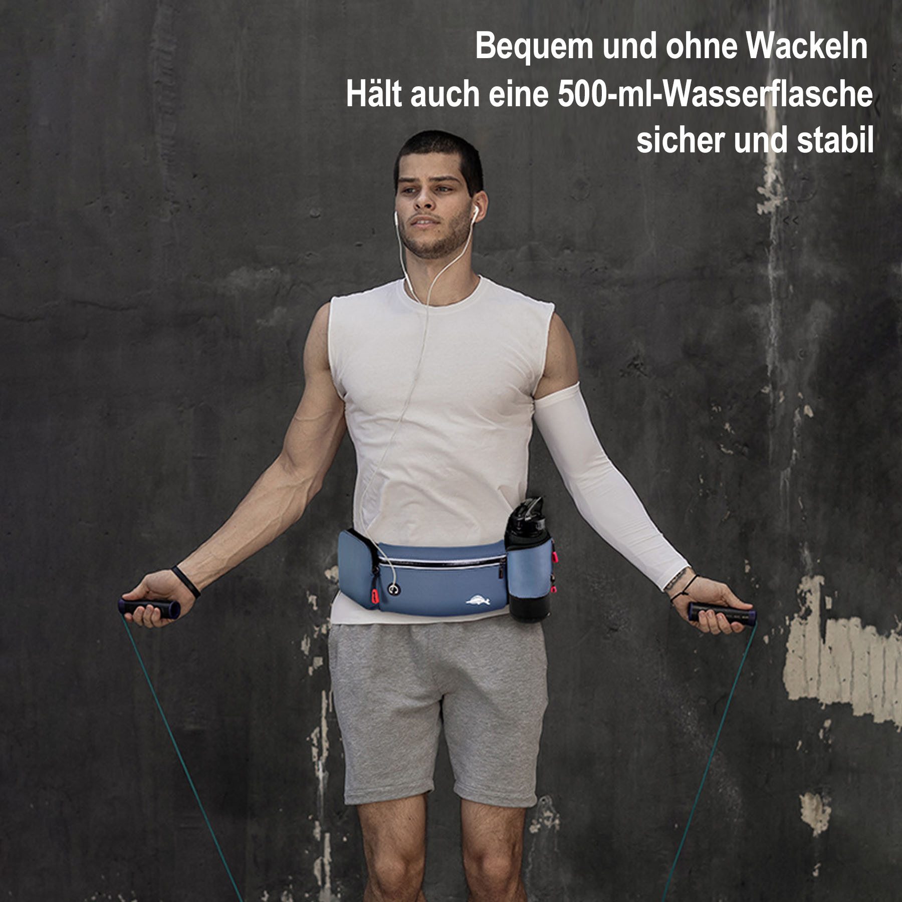 Mutig Gürteltasche Hüfttasche mit Trinkflasche,wasserdicht Sport Bauchtasche,Verstellbar (Laufen Hüfttasche Damen Herren Mit Reflektstreifen, Sports Trinkgürtel für Joggen, Fitness,Reisen, Camping, Outdoor), für Geschenk zu Anlässen wie Geburtstagen und Feiertagen
