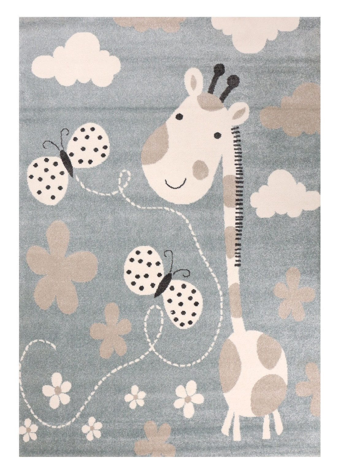 Vimoda Kinderteppich Giraffe mit Schmetterling Tiere, günstig online kaufen