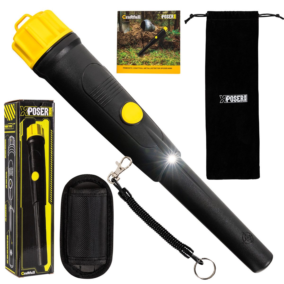 Metalldetektor 360° Metallsuchgerät Pinpointer XPoser Mini inkl. Transporttasche