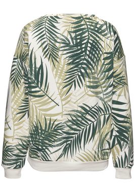 LASCANA Sweater -Loungeshirt mit Allover-Blätterdruck, Loungewear