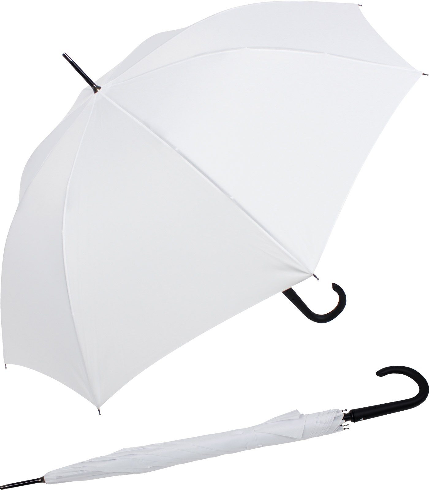 RS-Versand Langregenschirm großer stabiler Regenschirm mit Auf-Automatik, Stahl-Fiberglas-Gestell, integrierter Auslöseknopf weiß