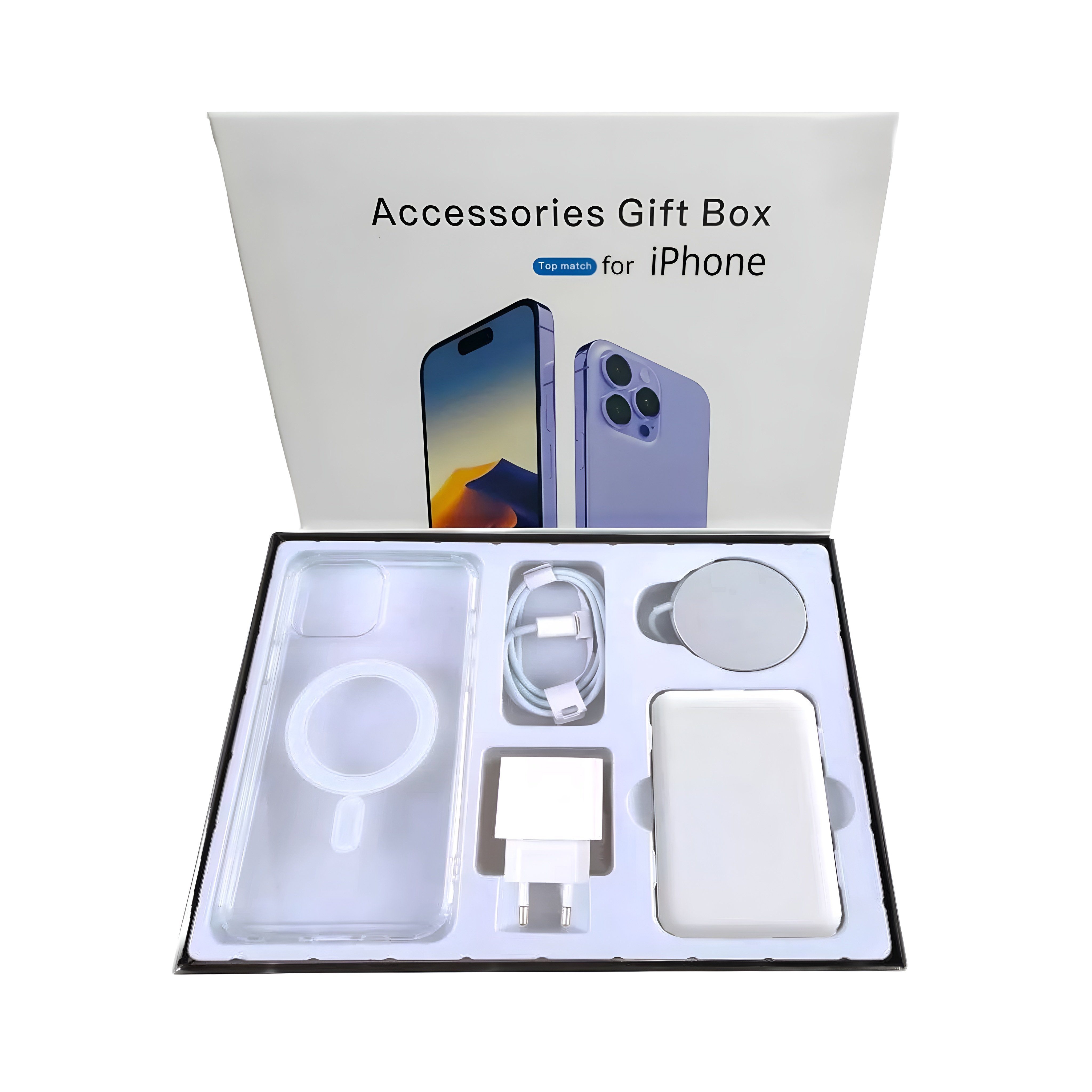 CULTZEN 5in1 Geschenk Box Powerbank MagSafe Netzteil Apple iPhone 13 Pro  Max Smartphone-Ladegerät (Set, 5-tlg., 5 in 1, Handyhülle Ladegerät mit  MagSafe Power Bank 2OW Adapter Kabel)