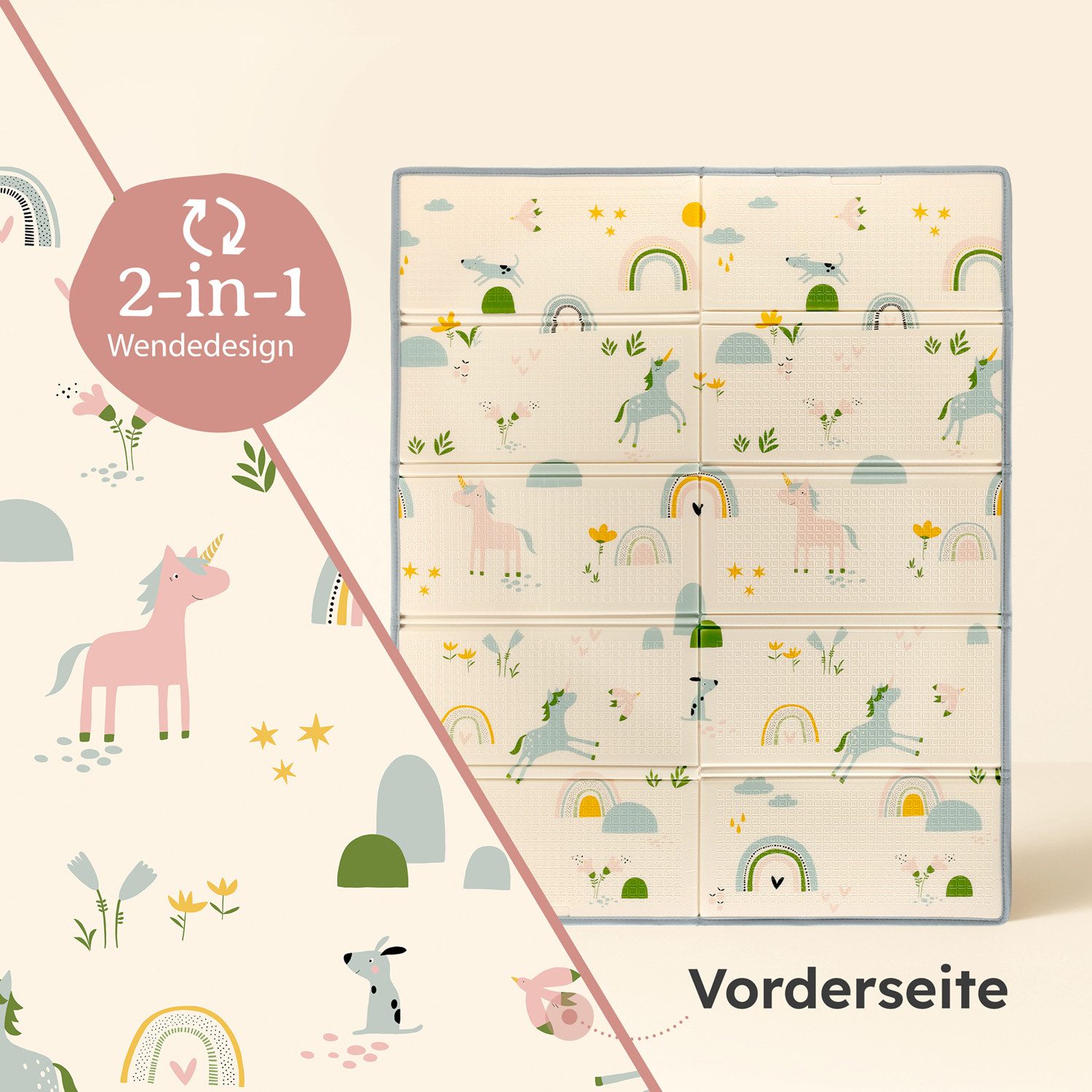 Laleni Spielmatte Krabbelmatte Baby, wasserdichte Spielmatte faltbar - Indoor & Outdoor, isolierende Spielmatte Kinder - weich & schützt vor kaltem Untergrund