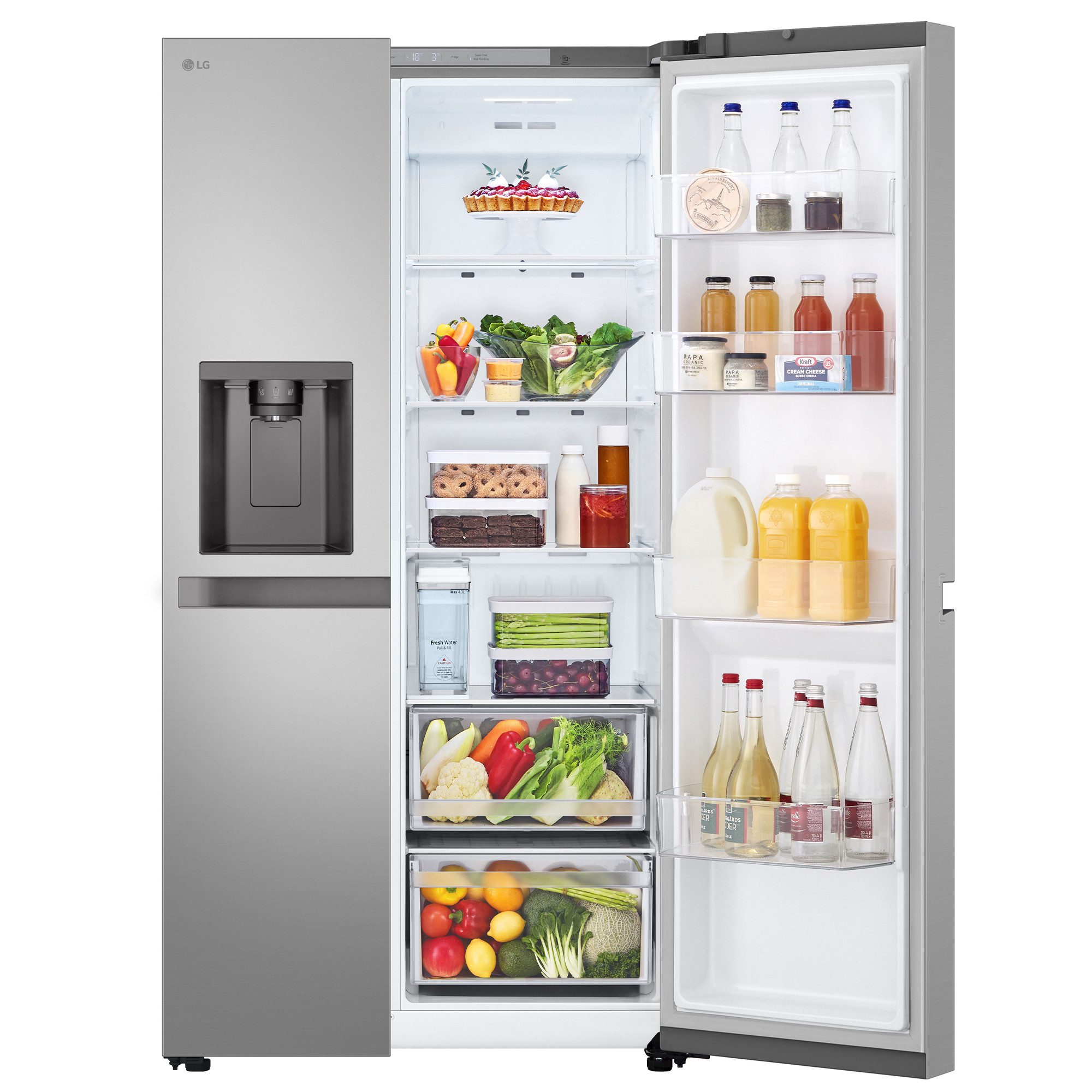 LG Side-by-Side L-Serie GSLC41PYPE, 179 cm hoch, 91.3 cm breit, Eis-, Crushed Ice- und Wasserspender, Multi-Airflow Umluftkühlung