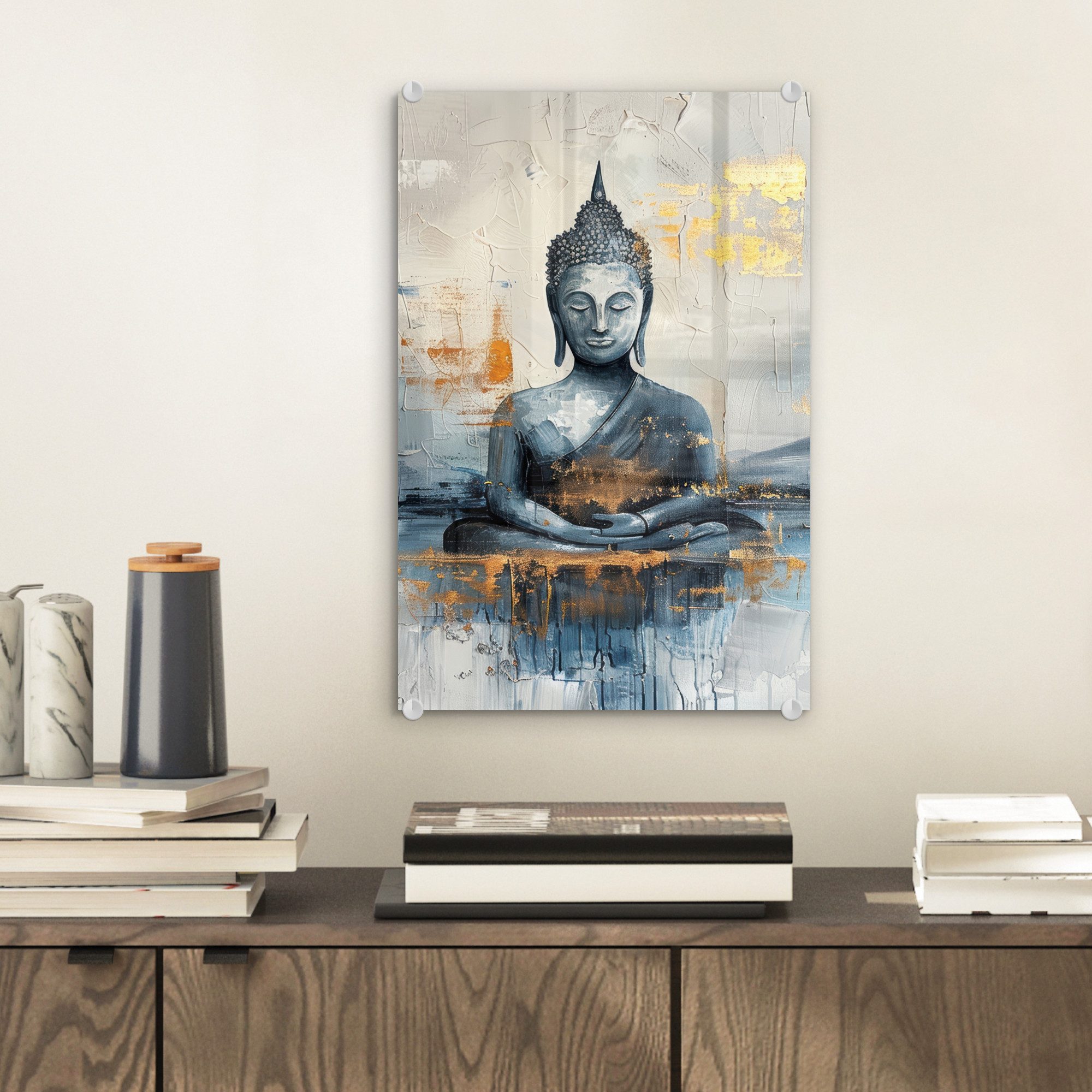 MuchoWow Acrylglasbild Buddha - Gold - Abstrakt - Modern, Inkl. Aufhängung, günstig online kaufen
