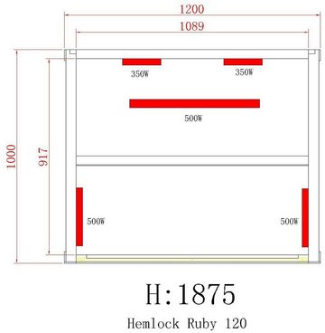 Sanotechnik Infrarotkabine RUBY 2, BxTxH: 100 x 120 x 195 cm, für 2 Personen